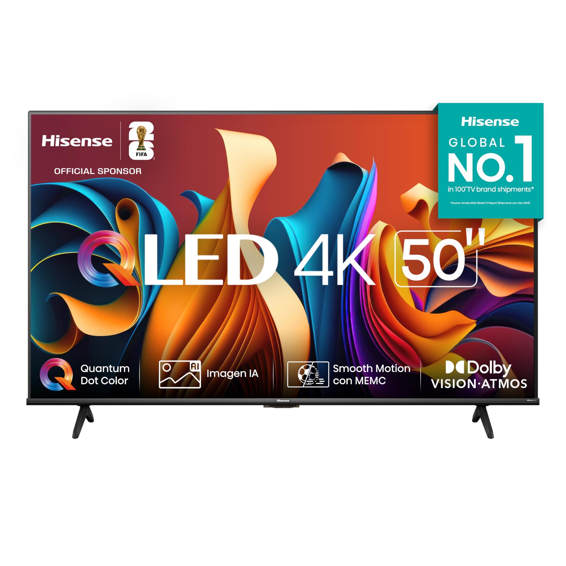 Hisense Television QD6N Pantalla 50 Pulgadas,QLED Smart Google TV UHD 4K,Control Remoto por Voz con Alexa,Dolby Vision Atmos, Modo de Juego Plus, Control de Voz,Compartir con TV