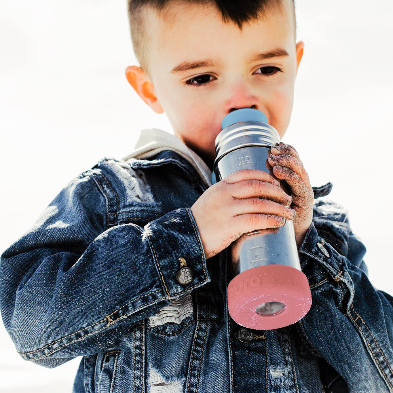 Parachoques de Silicona Pura Kiki Musgo y Rosa Antideslizante Grado Médico para Botellas de Acero Inoxidable