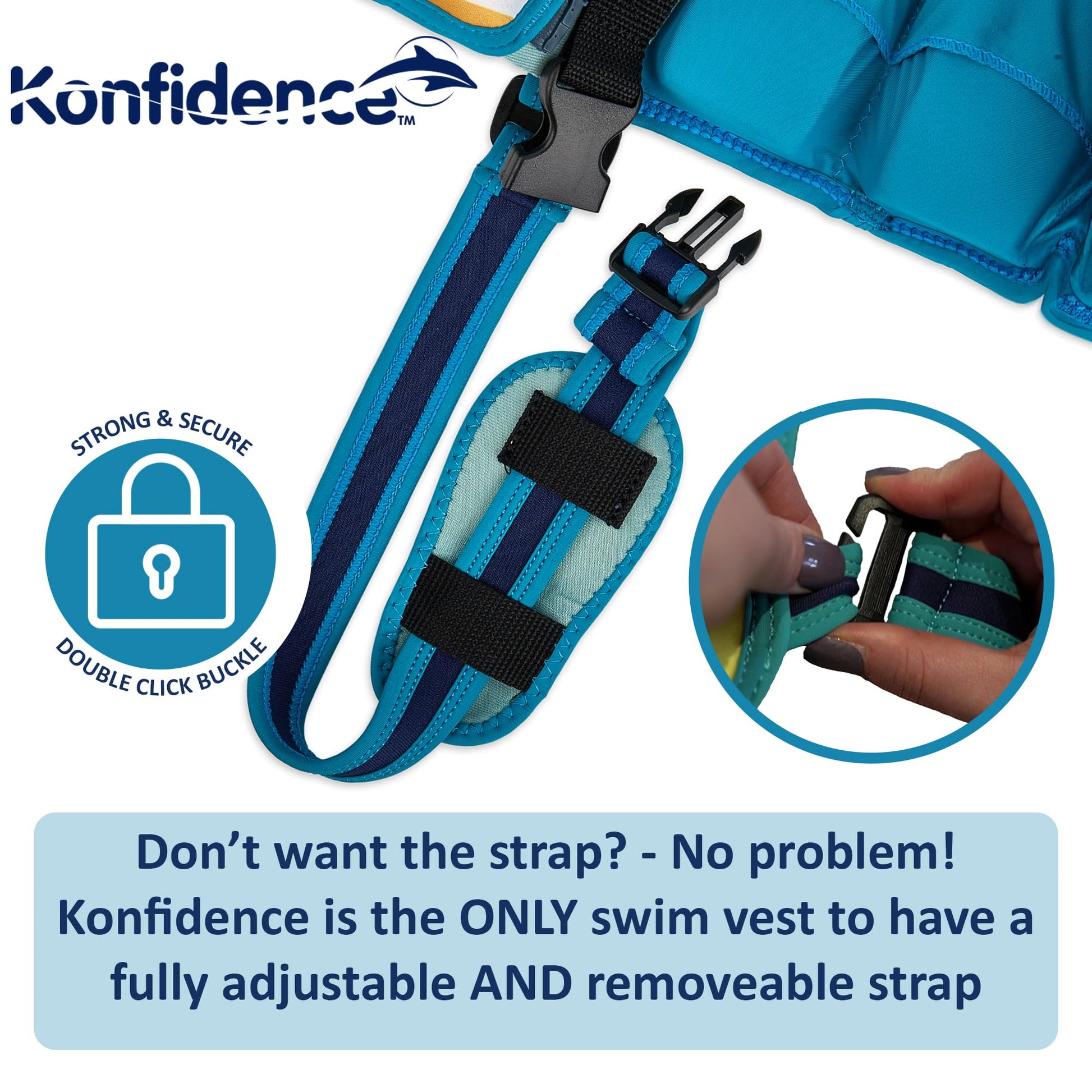 Konfidence - Chaleco de natación de alta calidad con correa de seguridad extraíble para niños, flotabilidad ajustable, compatible con UKCA y CE, aprobado para la escuela de natación (Maui Green, S (15
