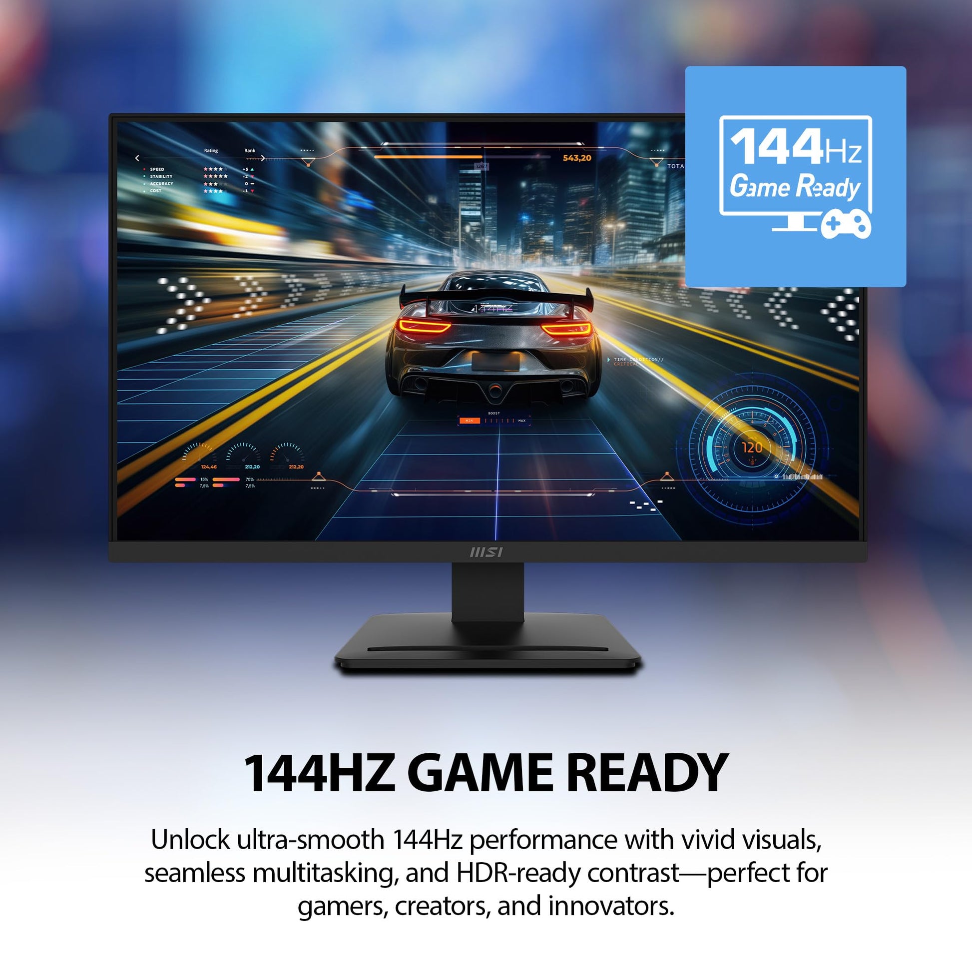 MSI PRO MP273L E14 27" IPS 1920 x 1080 (FHD), monitor de oficina para juegos, 144Hz, sincronización adaptativa, HDR, HDMI, puerto VGA, montaje VESA, inclinación, bisel delgado de 4 lados, 1 ms, negro