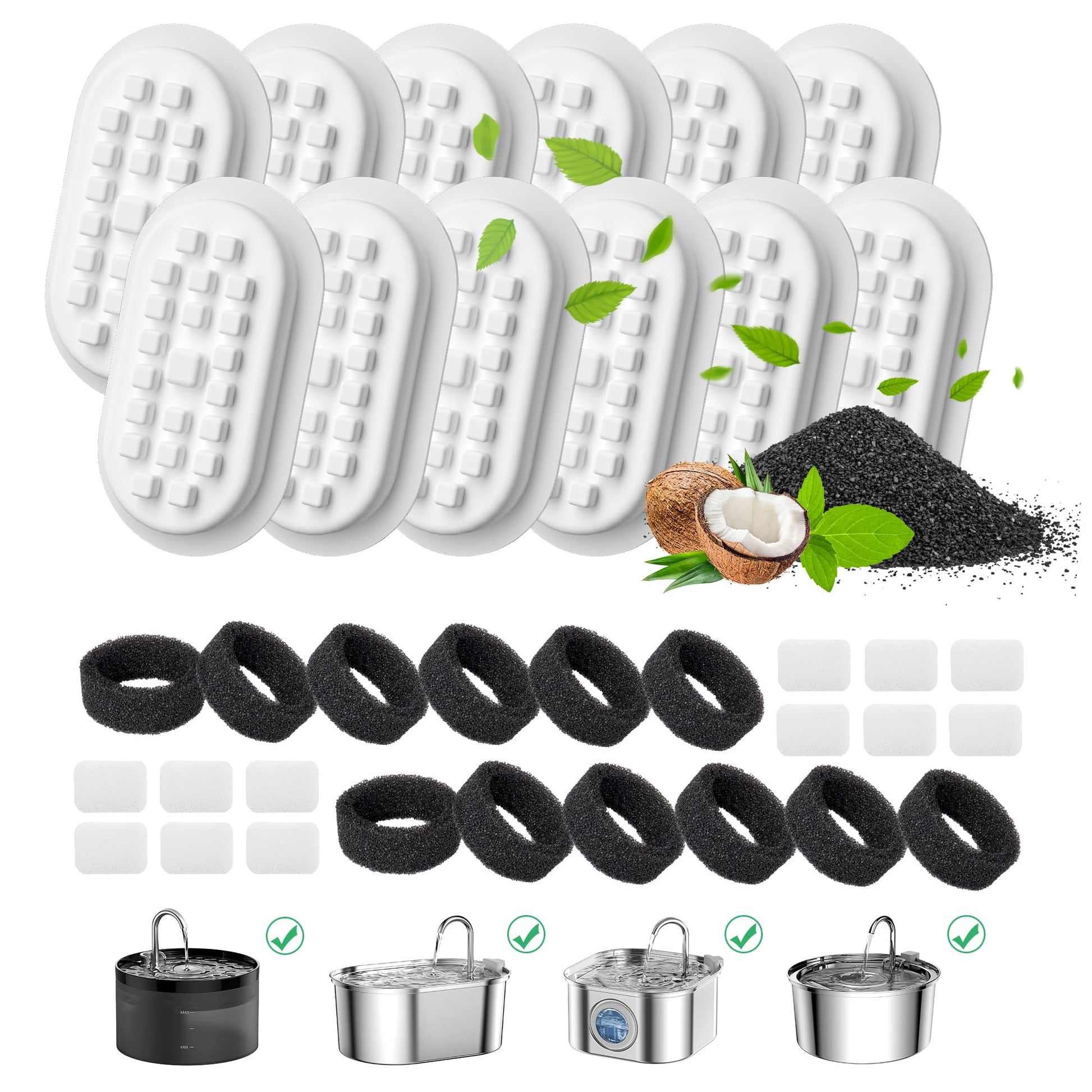 Filtros de Fuente de Agua DOOOB para Gatos 36 Filtros de Repuesto Blanca