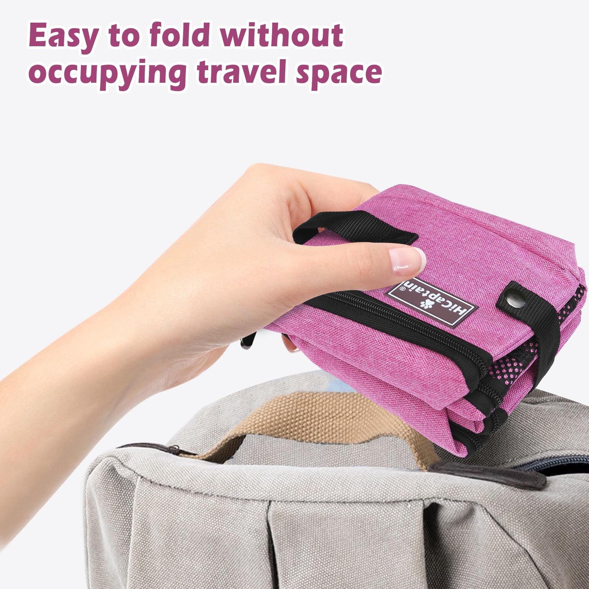HiCaptain - Caja de arena portátil para gatos con tapa, caja de arena de viaje plegable para gatos medianos y grandes, a prueba de fugas, caja plegable estándar para viajes, color rosa