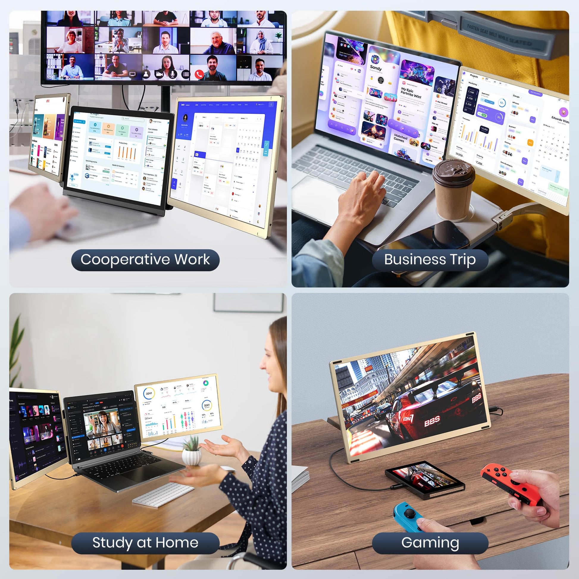 Extensor de Visualización Sharanix 15.6 Pulgadas IPS FHD 1080P Desmontable para Portátil 17.3 Pulgadas