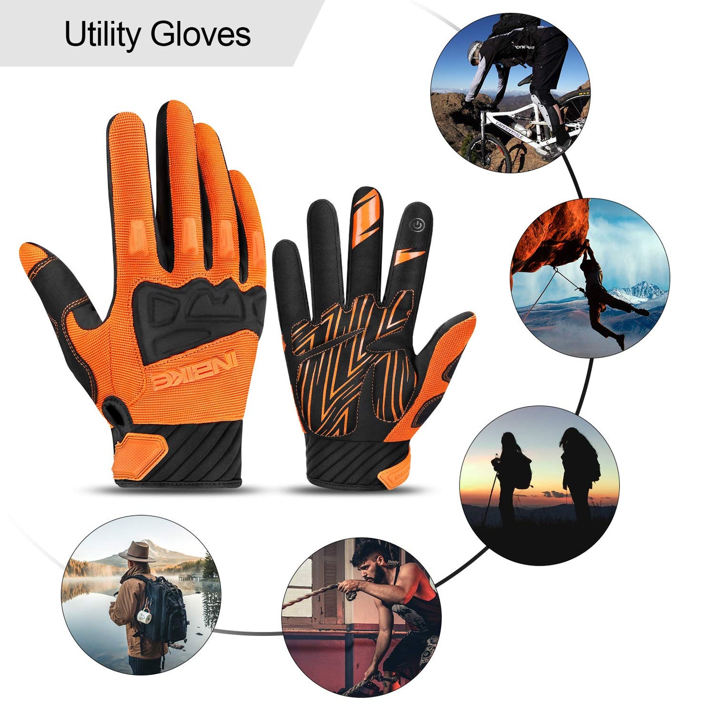 INBIKE - Guantes de bicicleta de montaña para hombre, con protectores de nudillos, acolchados, transpirables, para MTB, motocross, carreras