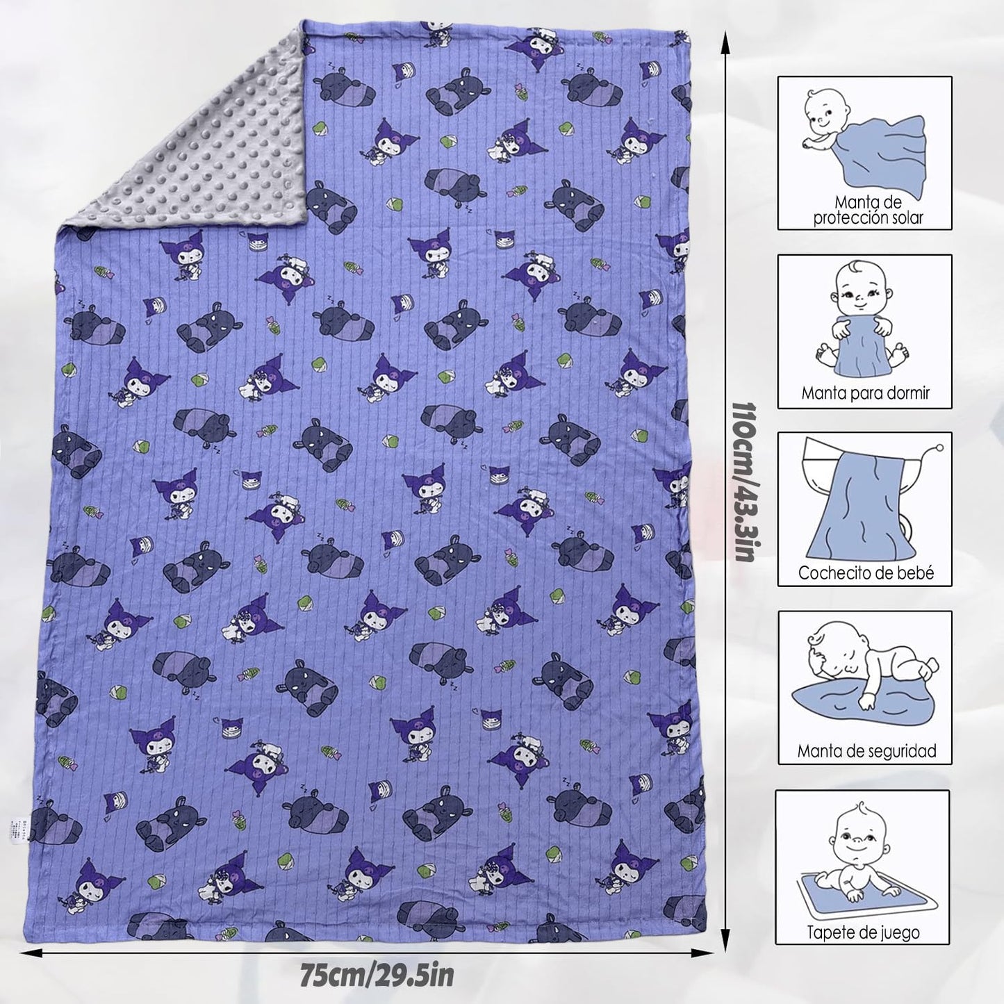 TGHQTR 2 Pizeas Cobijas para Bebe de Doble Capa de Puro Algodón,110×75 cm Muselinas para Bebé con Puntos de Micropelo en la Parte Posterior,Suave y Transpirable,Se Puede Usar Manta o Tapete para Bebe