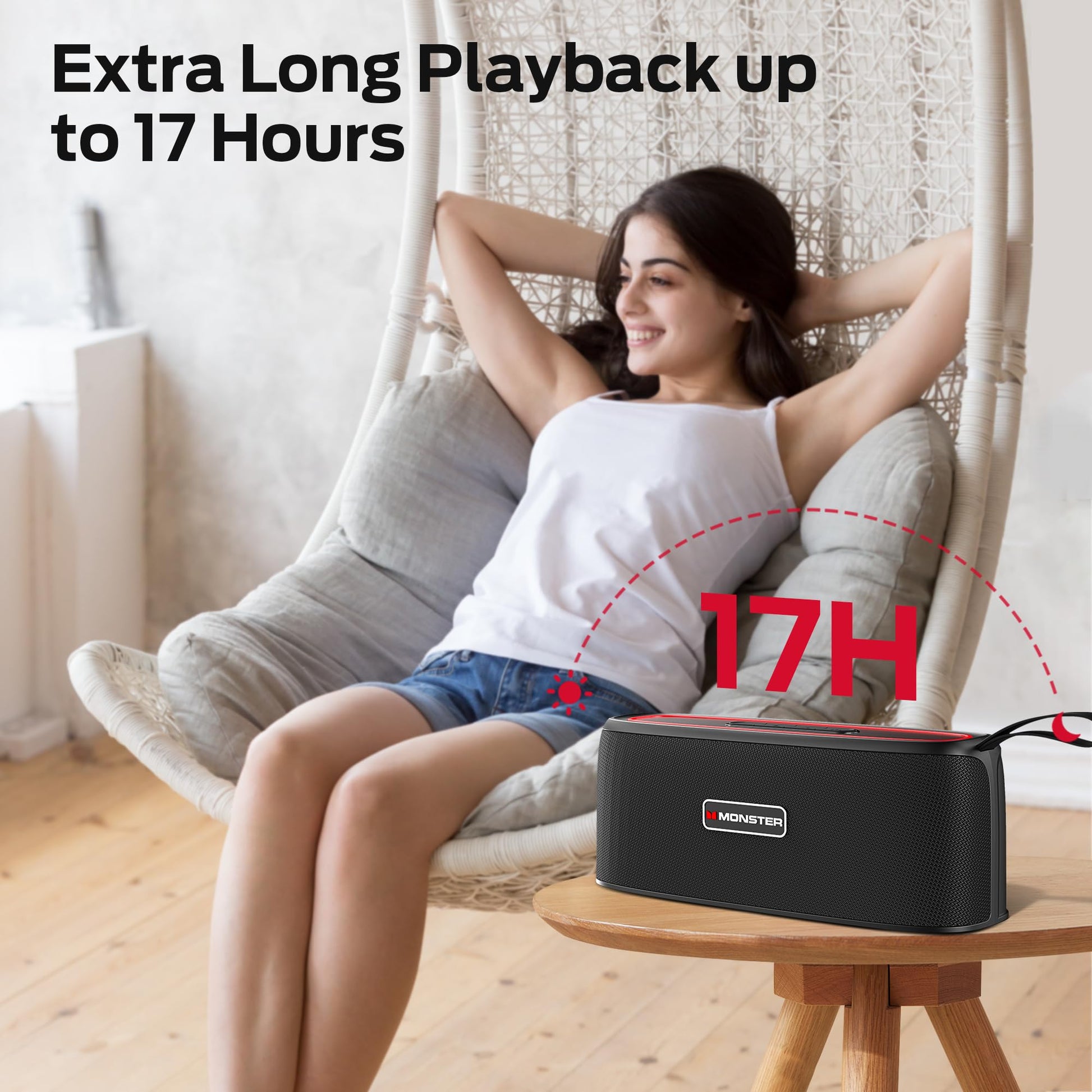 Monster Shock - Altavoz Bluetooth portátil, altavoz inalámbrico verdadero, sonido estéreo de 30 W, IPX6 impermeable