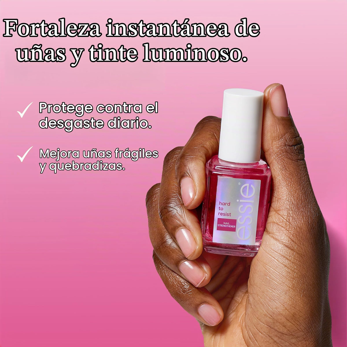 Essie nail strengthener treatment, hard to resist nail strengthener, clear nail strengthening treatment with a natural pink tint, clear natural tint, 0.46 fl oz