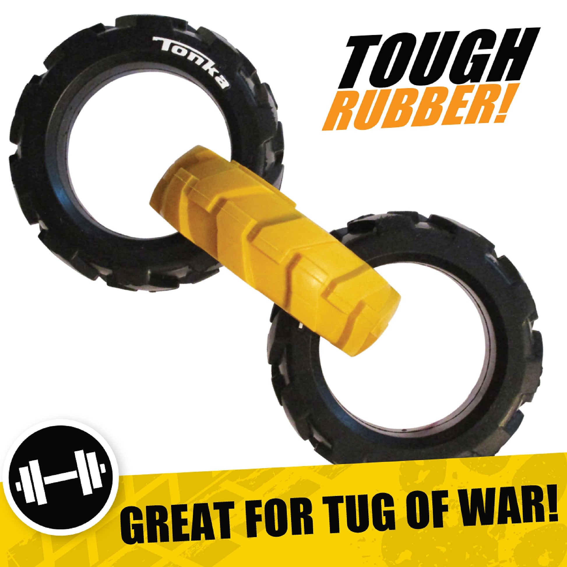 Juguete de Goma Tonka Amarillo Negro Resistente al Agua para Razas Medianas Grandes