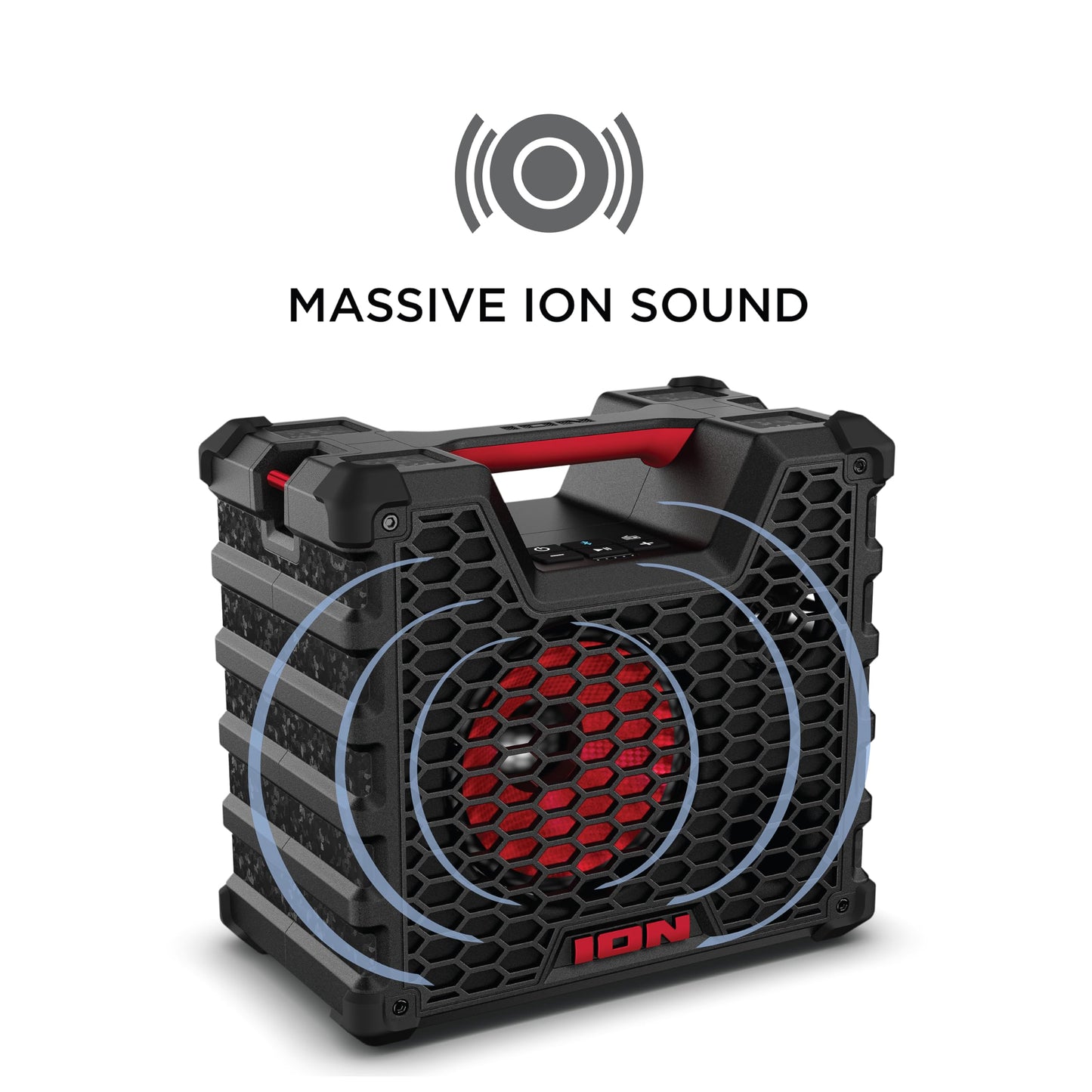 Ion Audio Tailgater Tough - Altavoz Bluetooth inalámbrico portátil resistente para todo tipo de clima, IPX5 resistente al agua, altavoz resistente a la intemperie para exteriores (reacondicionado)