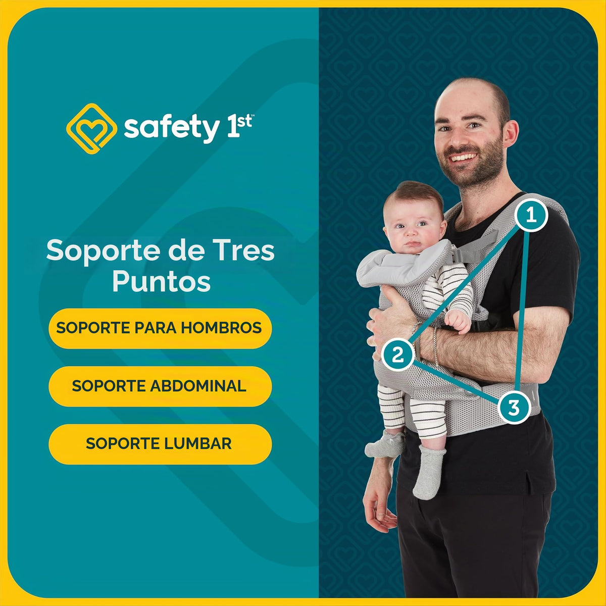 Safety 1st Baby Portabebés, gris, recién nacido hasta niños pequeños 7-33