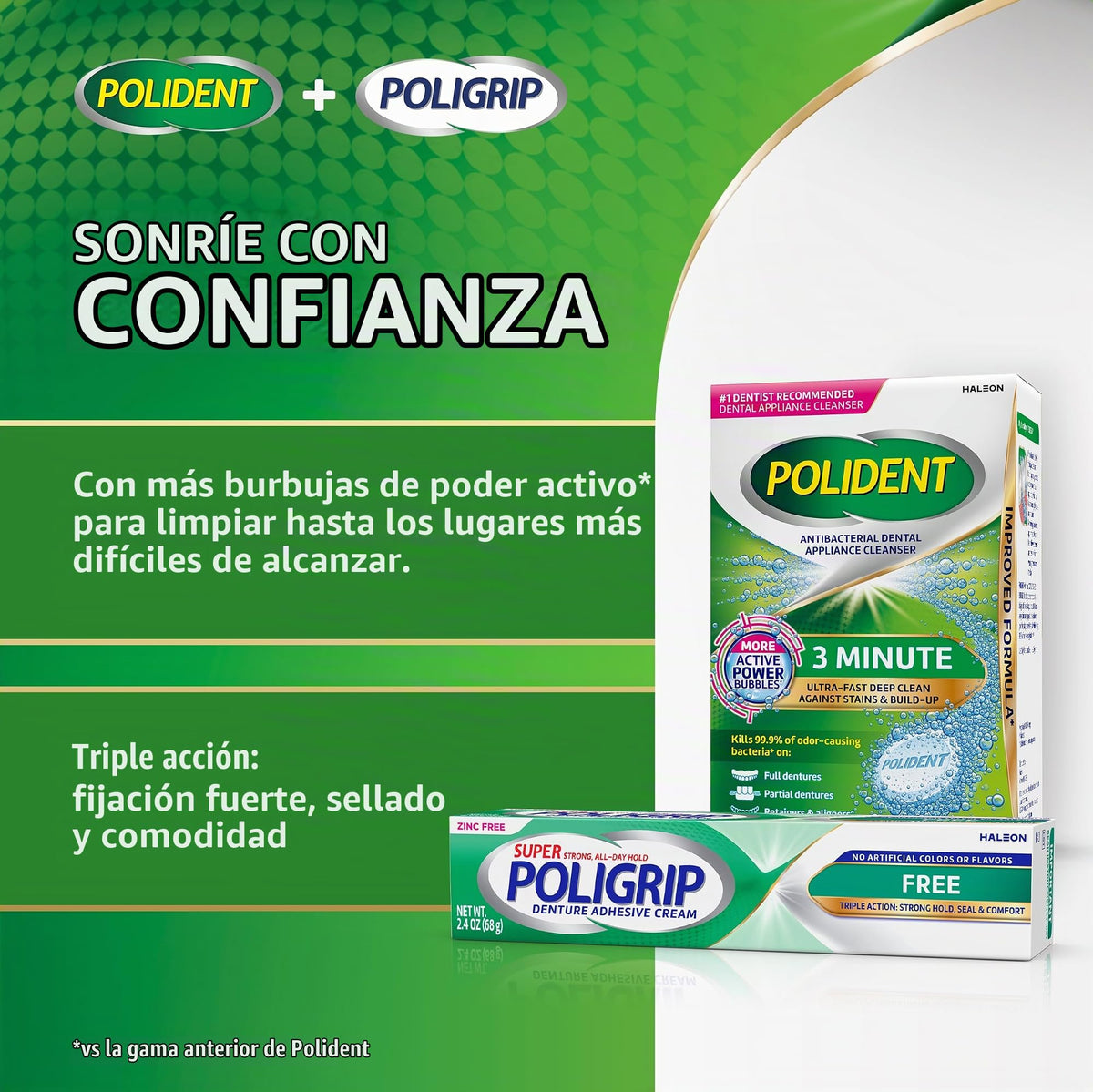 Crema Adhesiva para Dentaduras Super Poligrip Fórmula Original Sin Zinc