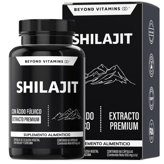 Beyond Vitamins | Shilajit Puro del Himalaya | Extracto de Resina de Shilajit en polvo y encapsulado para mayor conveniencia | Alto en Ácido fúlvico | 2 meses