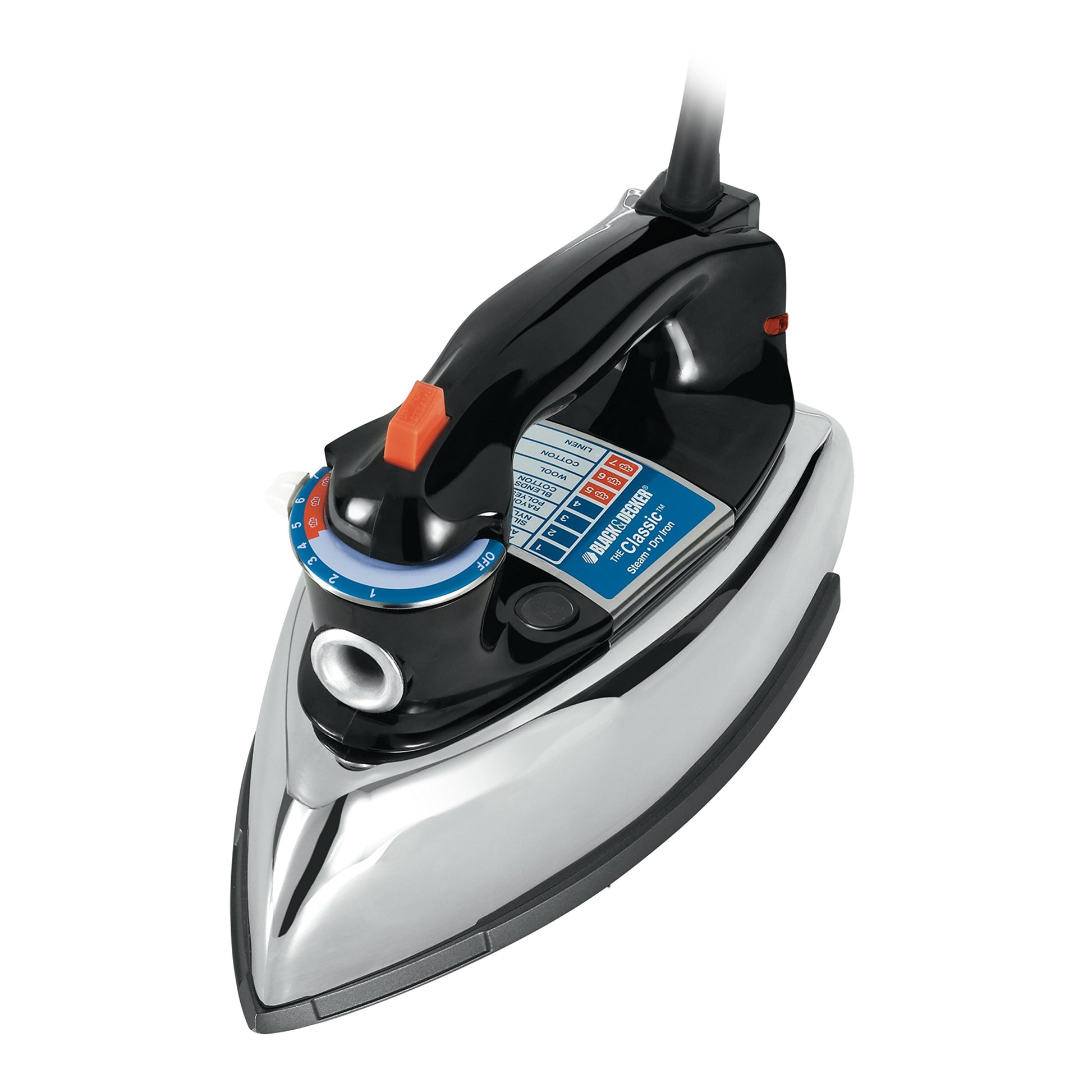 BLACK+DECKER F67E Plancha clásica con Base Inferior de Aluminio, Negra/Plateada