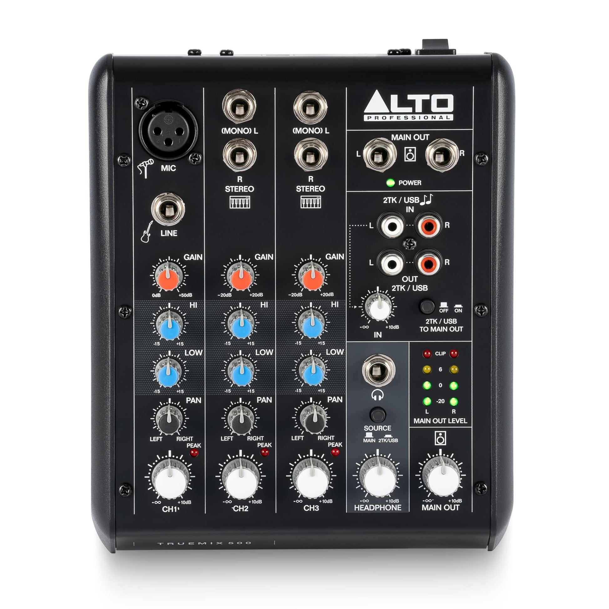 Mezcladora de Audio ALTO TrueMix 500 Interfaz USB Negro para Actuar en Directo y Podcasts