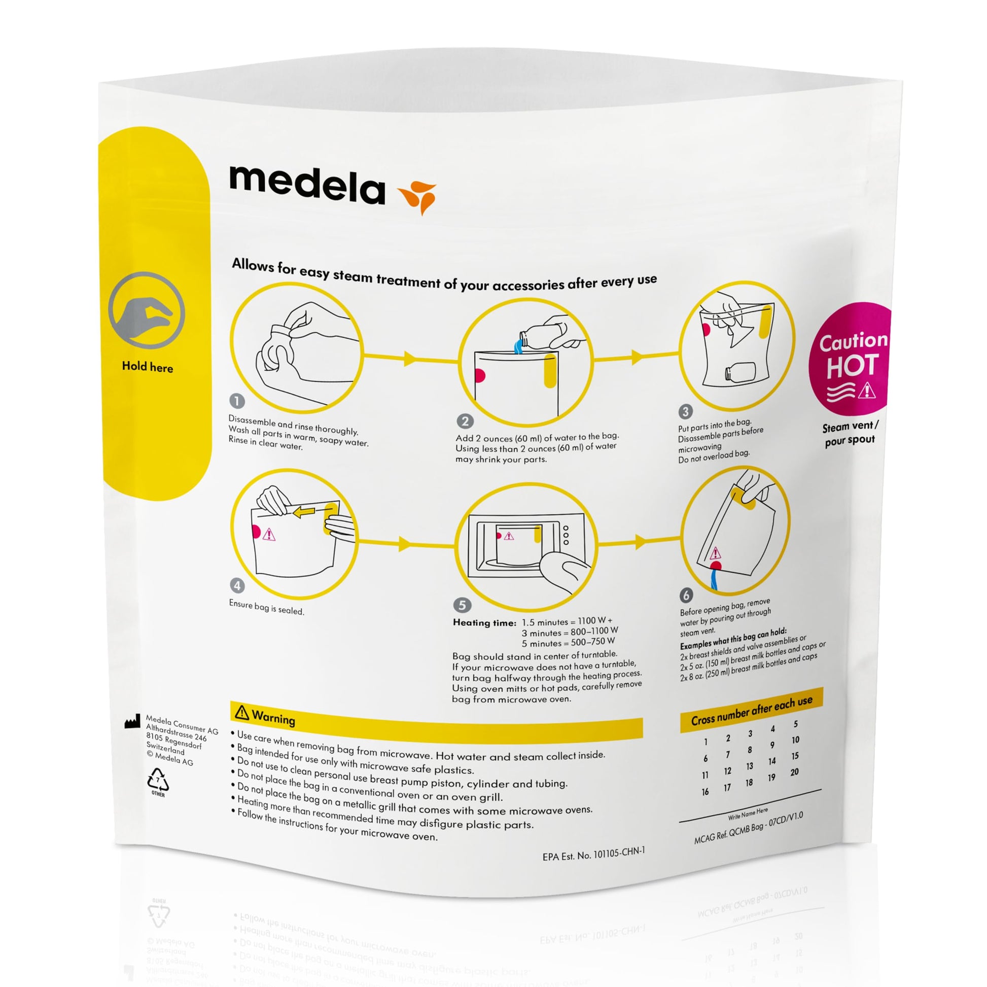 Bolsas de Esterilización Medela Quick Clean Micro-Steam 12 Unidades para Biberones y Partes de Extractor de Leche