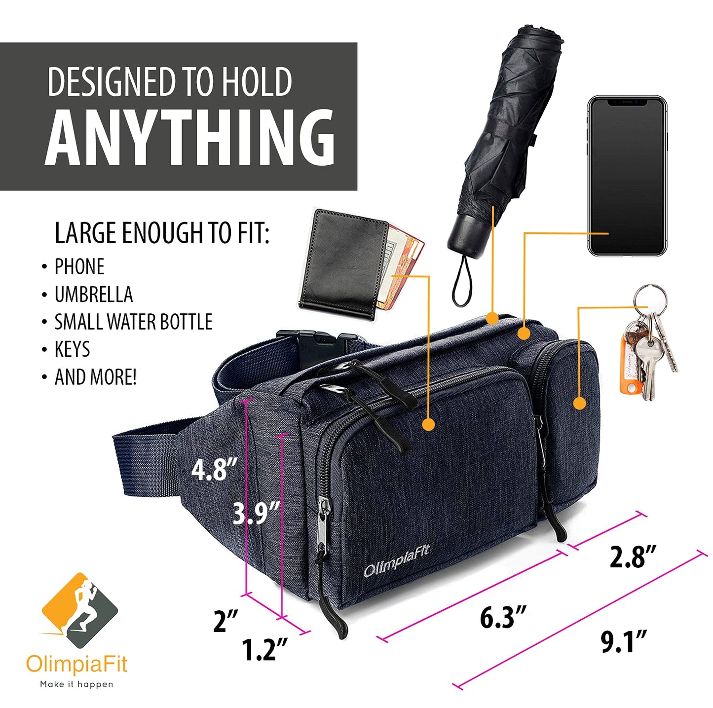 Cangurera para mujeres y hombres, bonita, para cintura, para senderismo, viaje campamento, correr, agujero para audífonos, cinturón de dinero con 6 bolsillos, extensión de la correa, llevar fácilmente cualquier teléfono, pasaporte, portafolios, soporte re