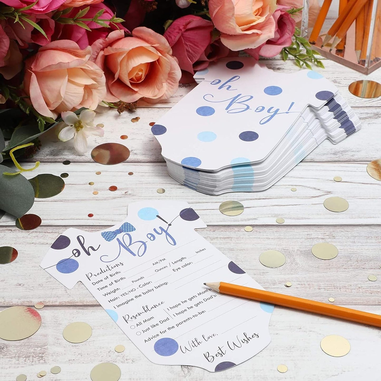 Baby Shower Predictions and Advice Cards, (5 x 7 In, 50-Pack)
