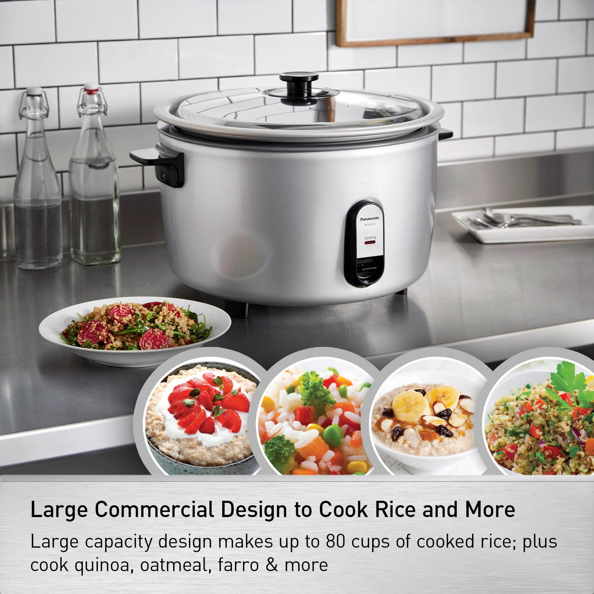 Olla de Arroz Comercial Panasonic Plata Capacidad Extra Grande 80 Tazas Cocinadas