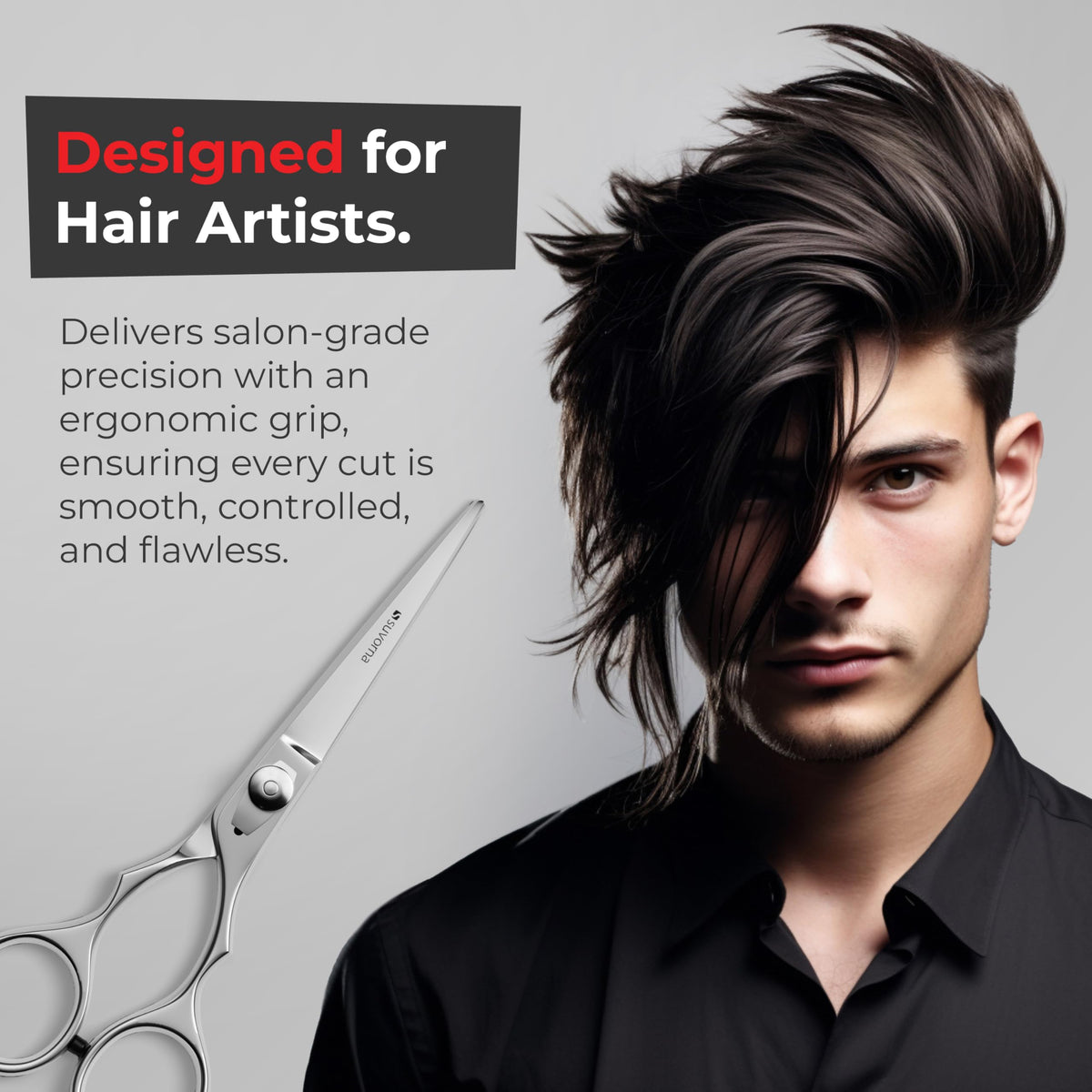 Tijeras profesionales para el cabello Suvorna - Tijeras de barbero para cortar el cabello - Tijeras de corte de filo afilado - Tijeras japonesas de acero inoxidable de 6.5" para mujeres y hombres