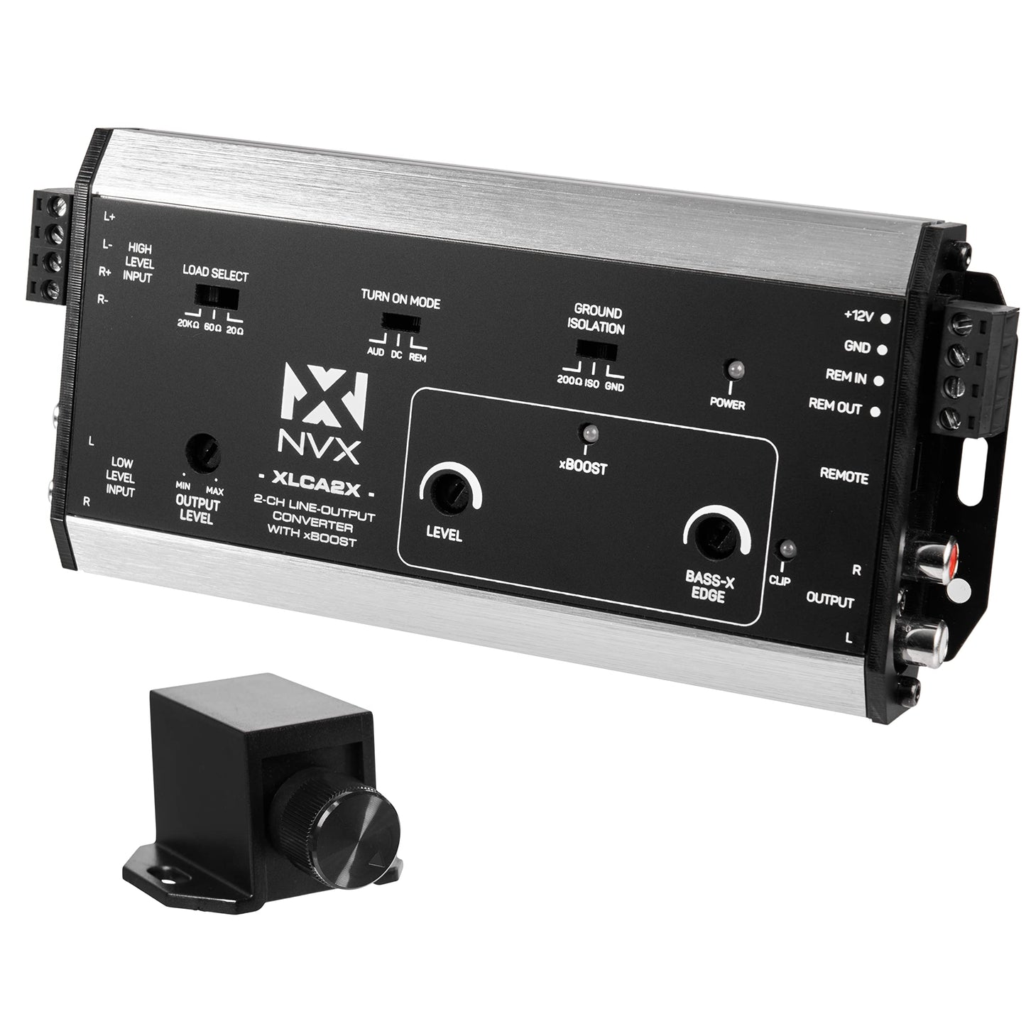 NVX- XLCA2X X-Series Pro Convertidor de Salida de línea de 2 Canales Potenciador Digital de Graves con xBoost, Coincidencia de impedancia y Control Remoto de Nivel