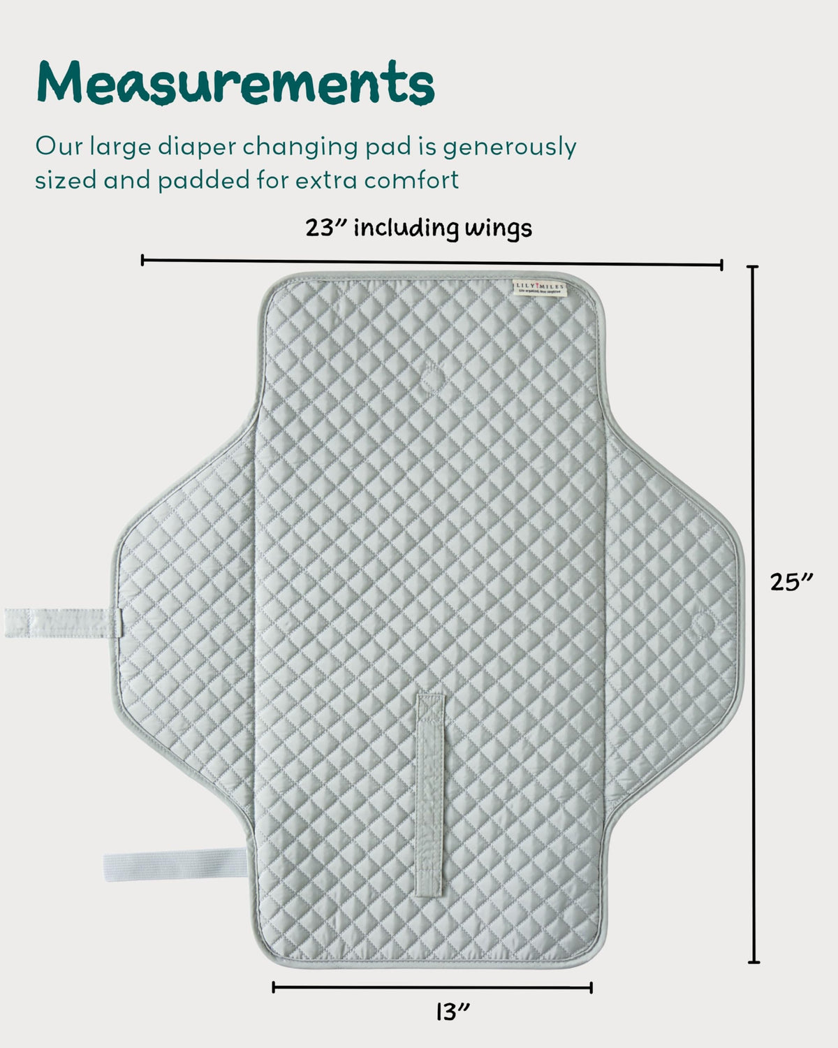 Lily Miles - Cambiador portátil para bebé, cambiador de pañales con cierres magnéticos, almohadilla de viaje para bolsa de pañales, esencial para bebé, tapete lavable e impermeable (gris jaspeado, L)
