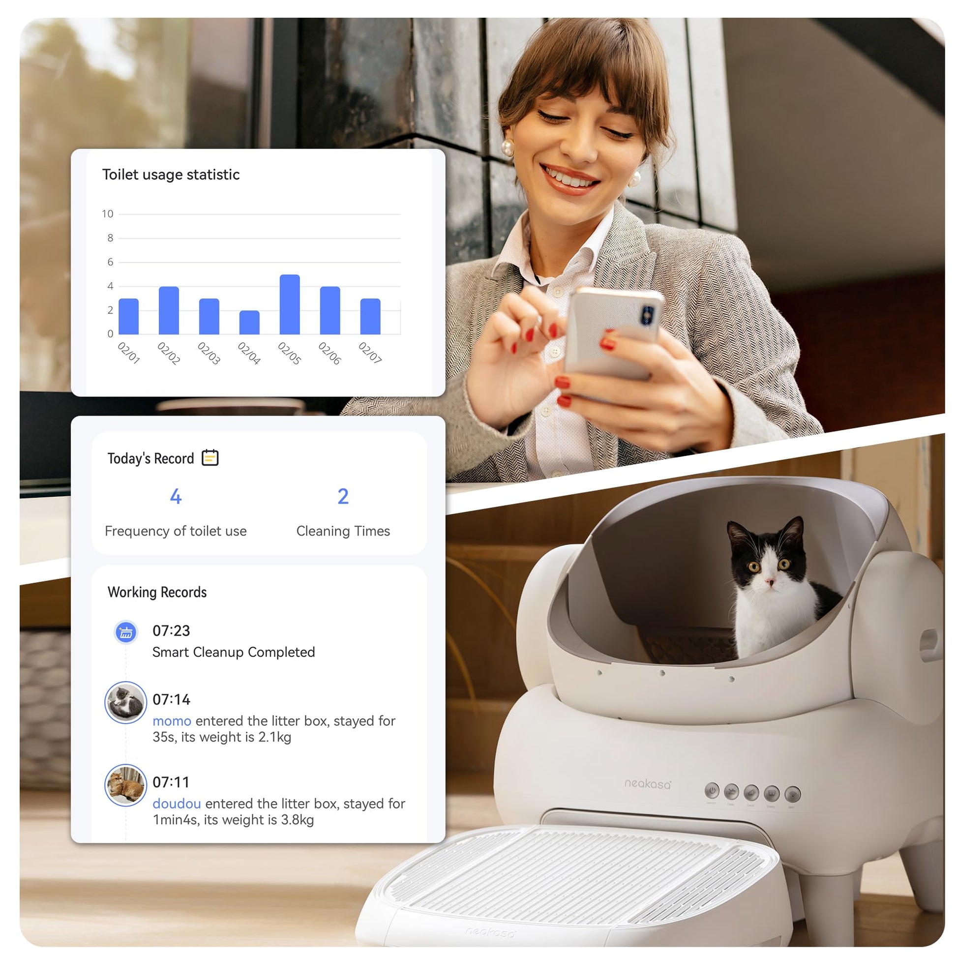 Caja de Arena Automática Neakasa Azul Claro con Autolimpieza y Control por Aplicación
