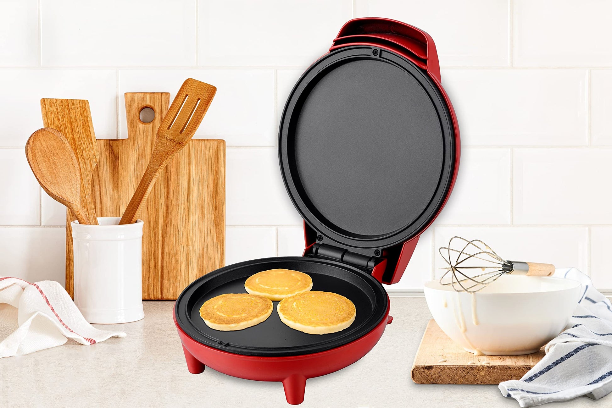 Courant - Plancha compacta y mini horno de 7 pulgadas, plancha personal para pizzería, color rojo