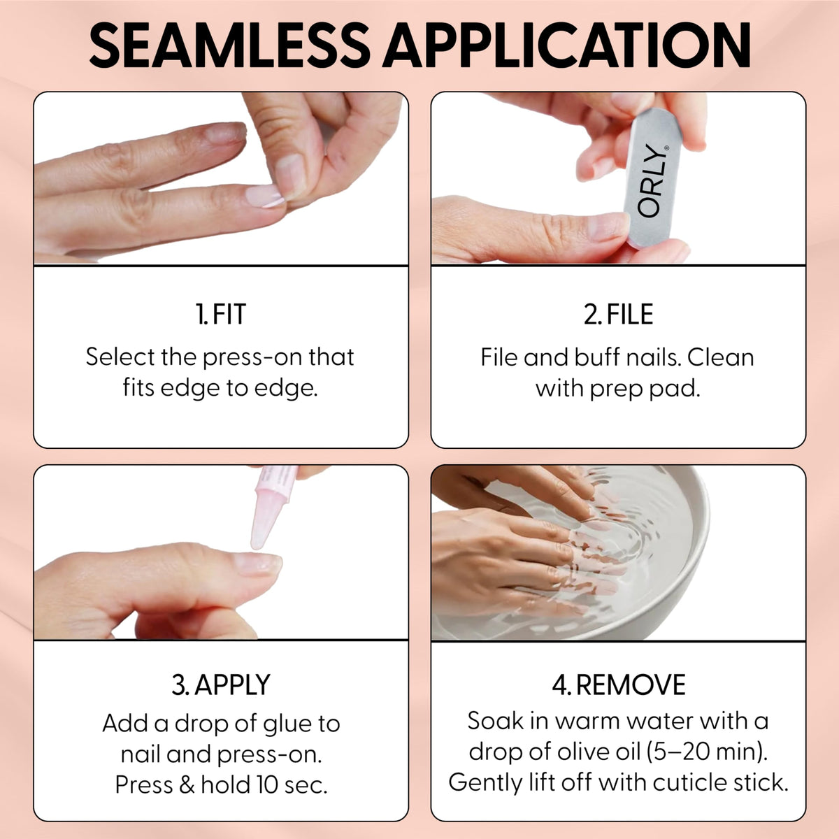 ORLY Press On Nails | Almond, Square, French Tip, Short, Long Designs (First Kiss (Extra Short Round))