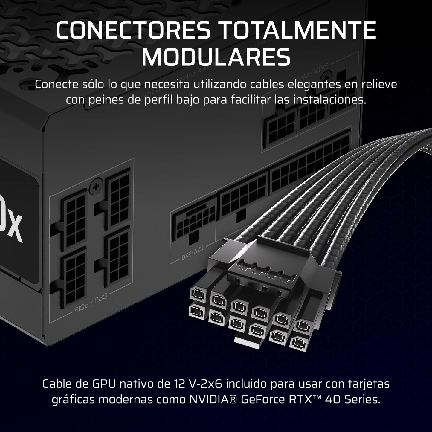 Corsair RM750x Fuente de Alimentación ATX Totalmente Modular de Bajo Ruido – Compatible con ATX 3.1 – Compatible con PCIe 5.1 – Eficiencia Cybenetics Gold – Conector 12V–2x6 Nativo – Negro