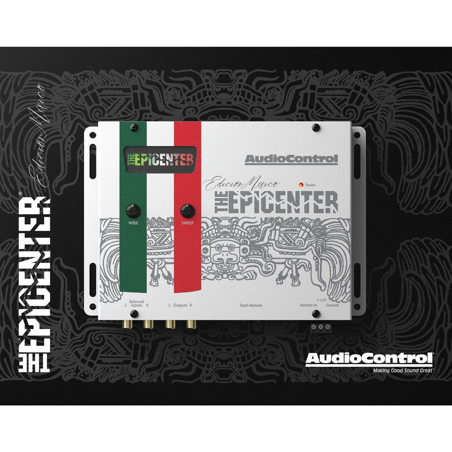AudioControl The EPICENTER México Edition Procesador de restauración de graves digital, potenciador de graves de audio para automóvil con soporte de salpicadero con mando a distancia con cable
