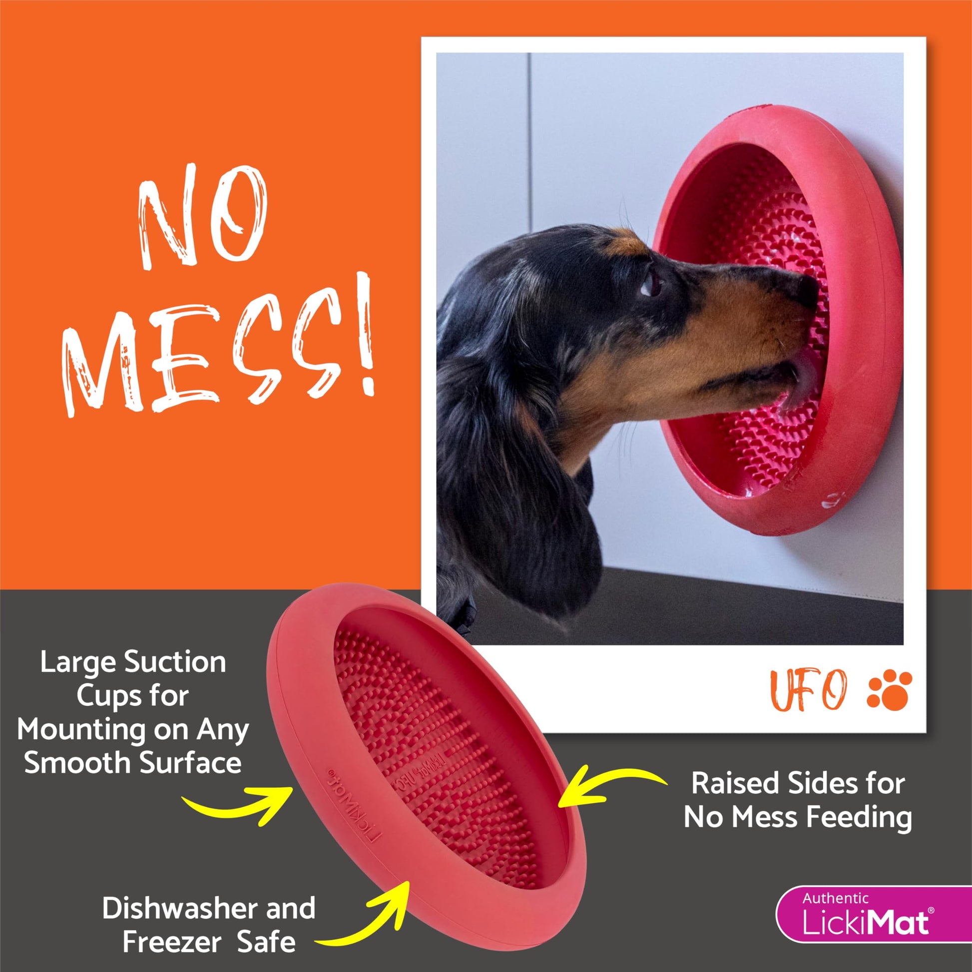 LICKIMAT LickiMat UFO: Alimentador Lento para Perros, Moderno y Rosado, 104.6 onzas, Apto para Lavaplatos