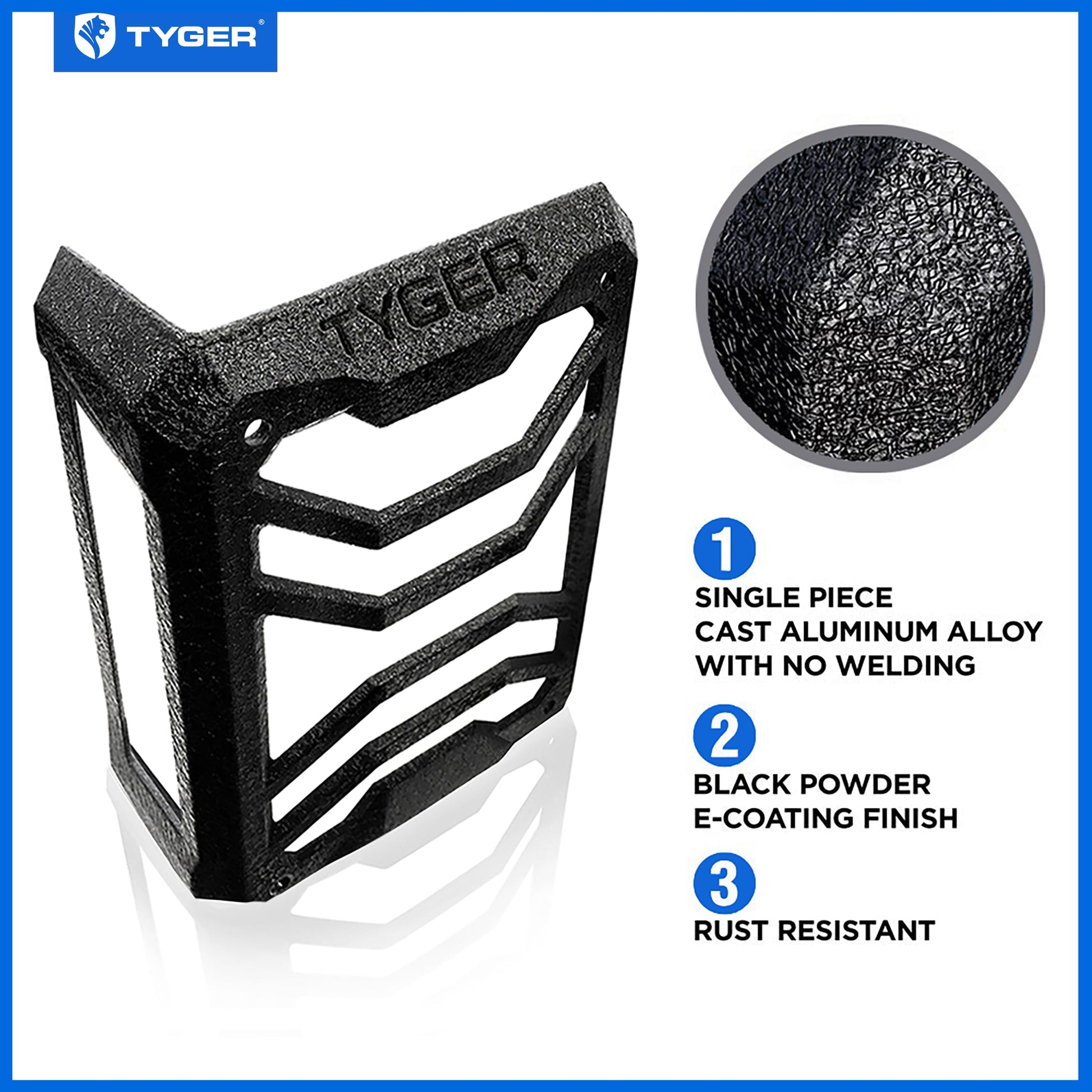 Tyger Auto TG-TG7J83338 Cubiertas de protección de luz trasera compatibles con Jeep Wrangler JK 2007-2018 (no para JL) | Negro texturizado, aleación de aluminio fundido, revestimiento en polvo