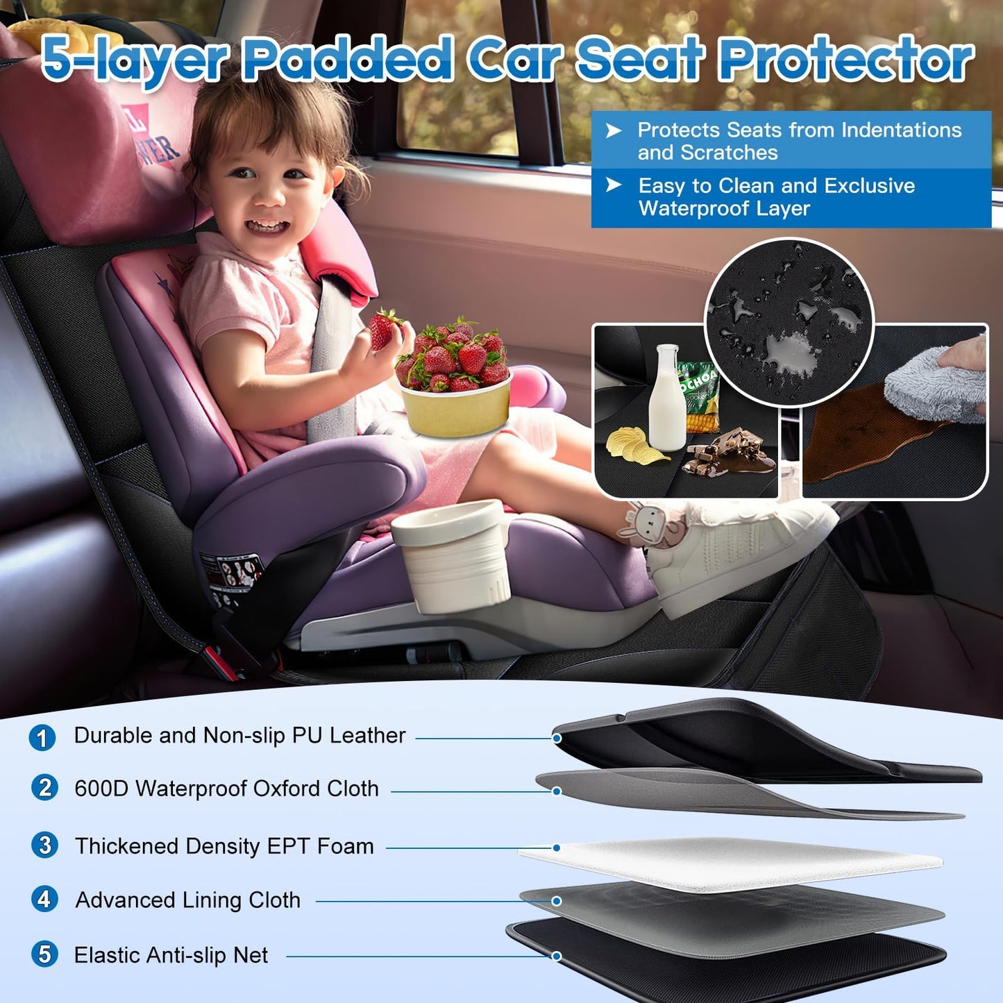 LAIXIAO Protectores de Asiento de Coche Impermeables, Bolsas de Almacenamiento para Asiento, Protector de Seguridad (Negro 1 Pieza)
