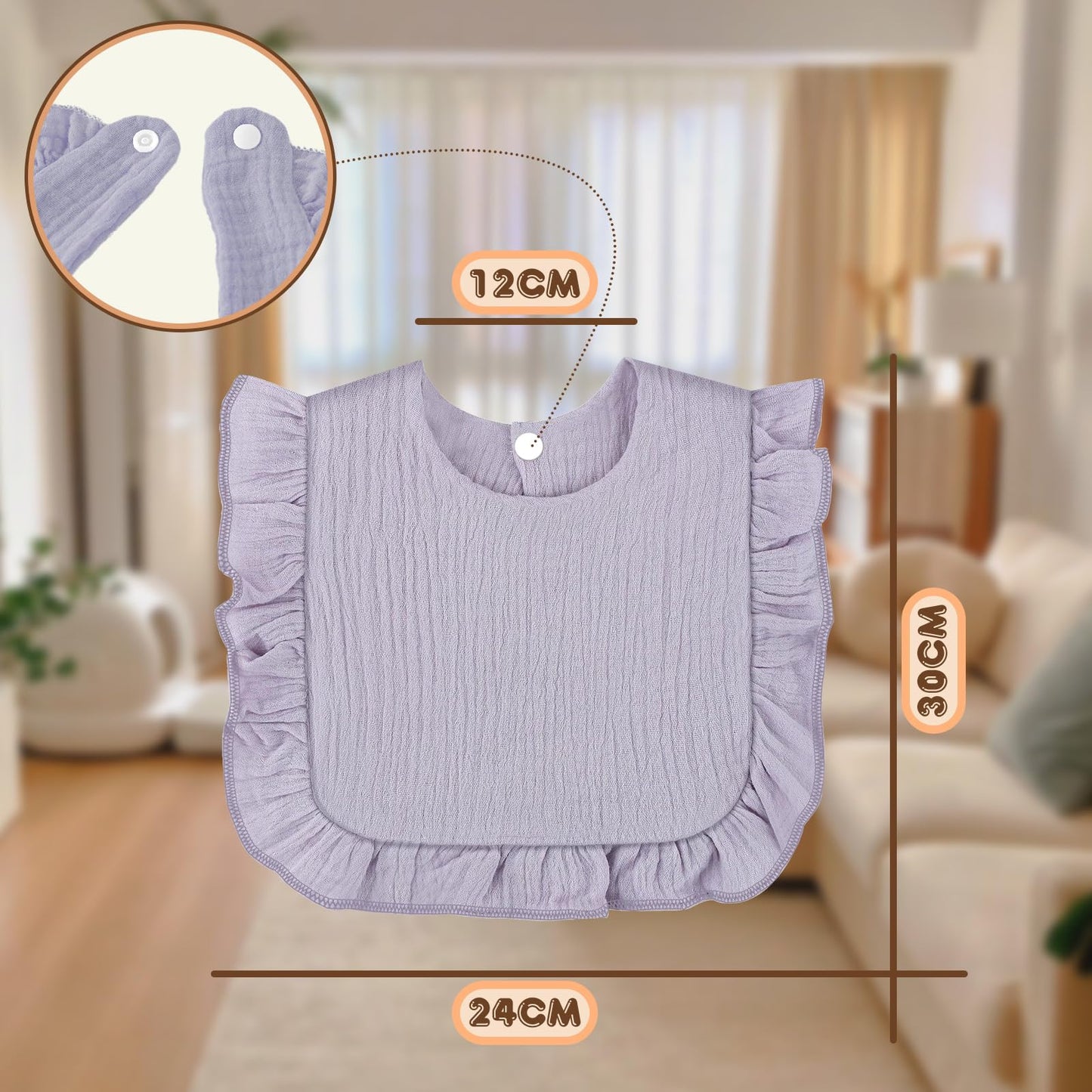 Sendowtek 8 Pcs Baberos Para Bebé, Baberos De Muselina Para Bebé, Algodón Puro Baberos a Prueba De Desorden, Suaves y Absorbentes, Unisex, Adecuados Para Recién Nacidos y Bebés