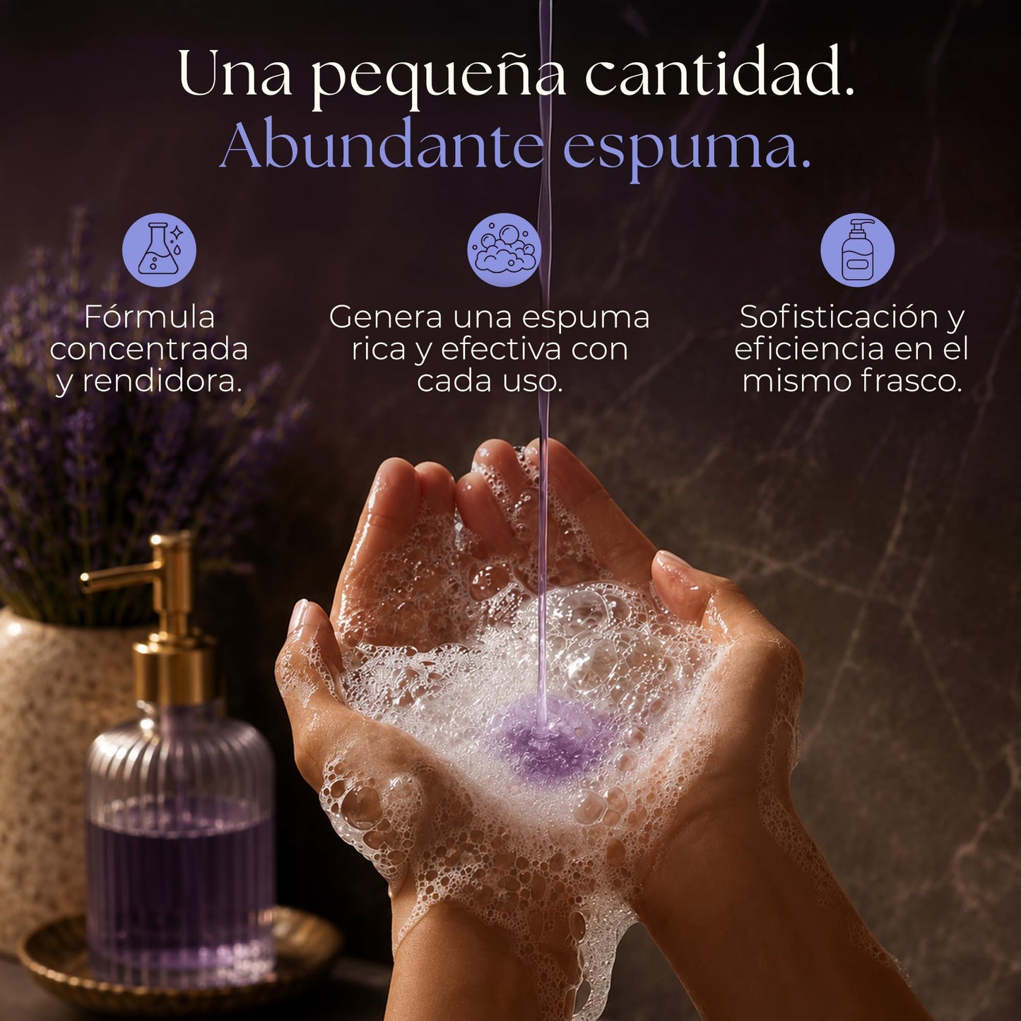 ZOLL Jabón Líquido para Manos - Soft Serenity Lavanza + Vainilla - Fragancia Premium Tipo Perfume - Larga Duración - Fórmula Espumante Hidratante - Limpieza Sofisticada para Uso Diario