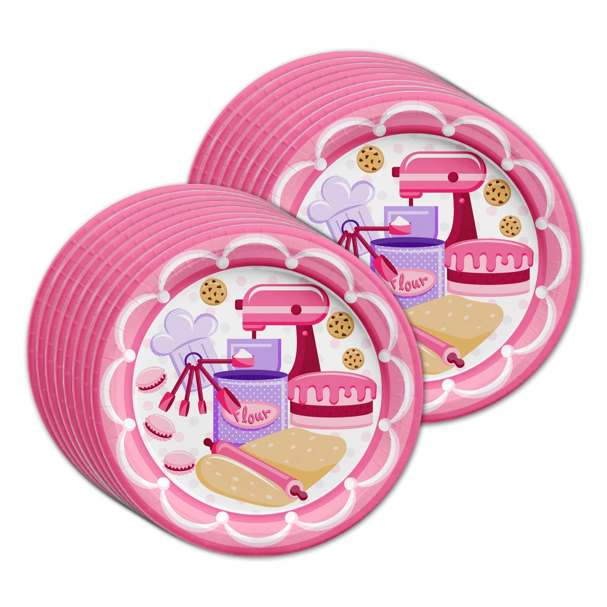 Little Baker - Juego de suministros para fiesta de cumpleaños, platos, servilletas, tazas, vajilla para 16 unidades