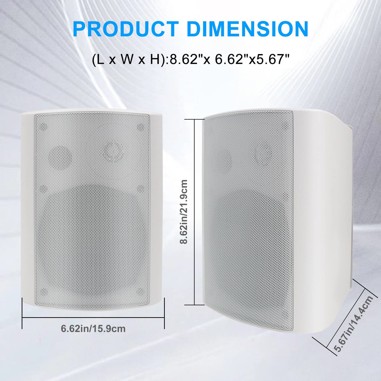 Herdio Bluetooth Bocinas para Exterior, 5.25 Pulgadas 600W Altavoces para Exteriores, Impermeable, Amplificador Superior, Amplia Cobertura De Sonido Estéreo, para Patio, Terraza(4 Altavoces,Blanco)