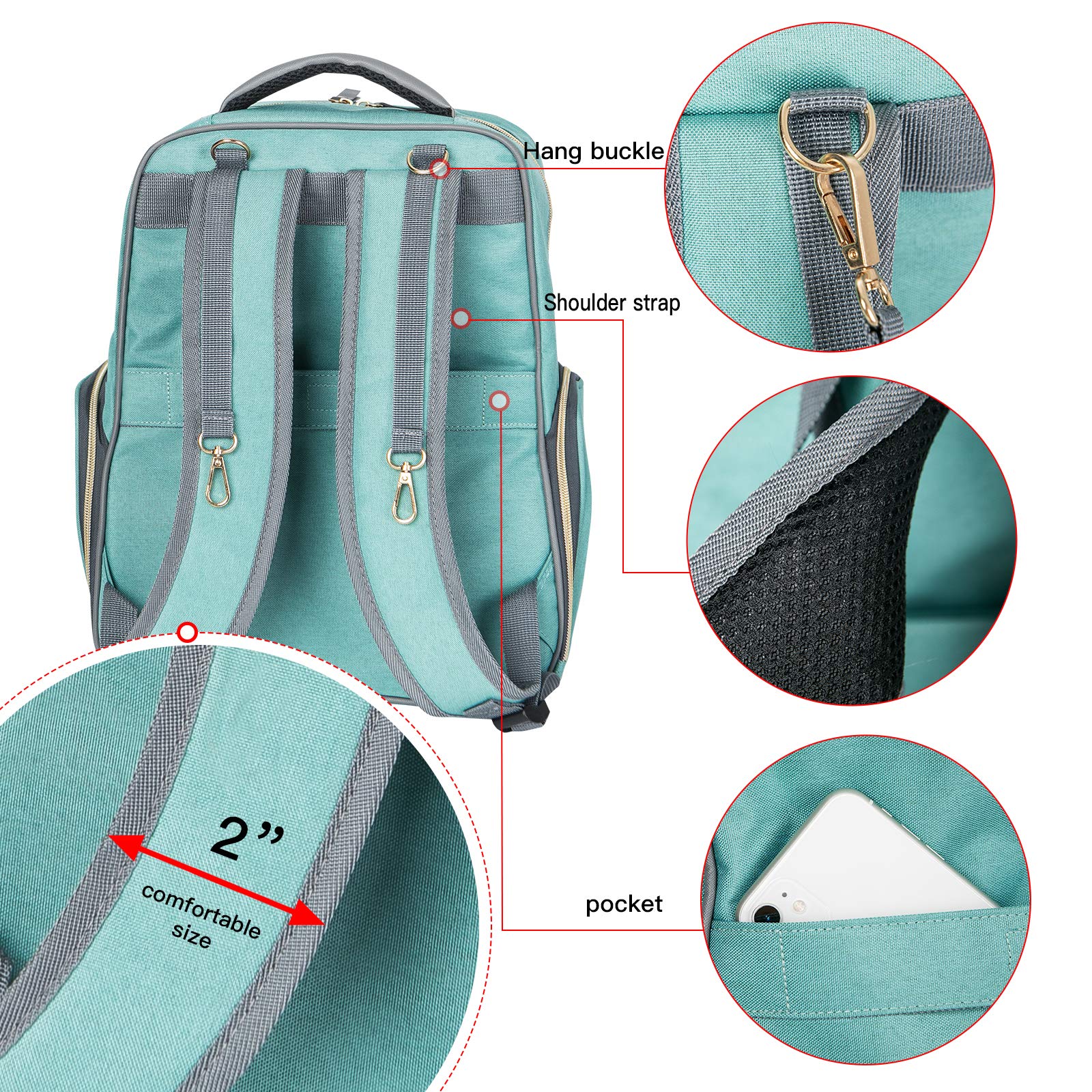 Mochila de extracción de leche para pañales, mochila multifunción para trabajo al aire libre con bolsillo aislante, forro polar verde con licencia oficial de star wars silent one crew., L
