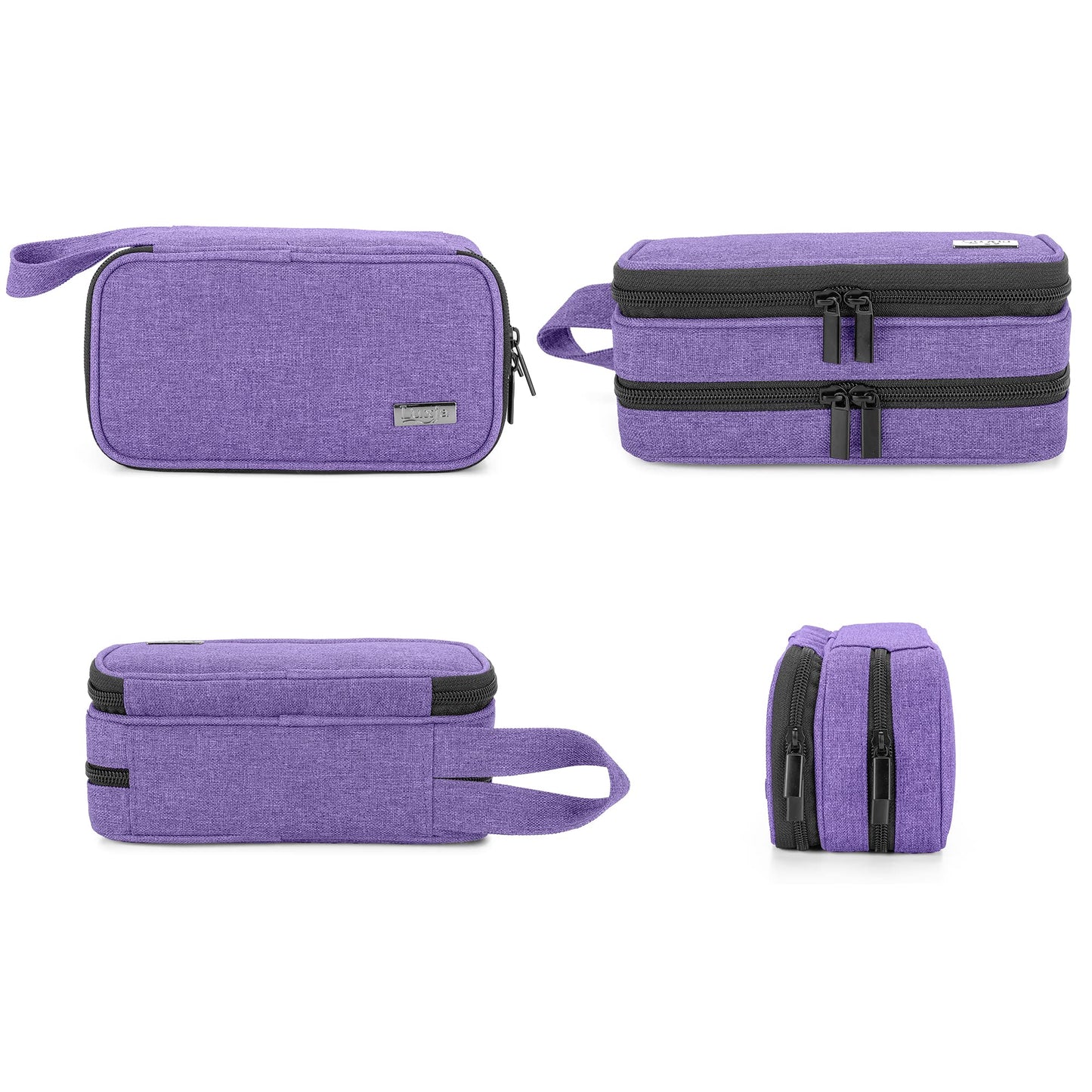 Luxja Essential Oil Carrying Case - Holds 12 Bottles (5ml-15 ml), Portable Double-Layer Organizer for Essential Oil and Accessories, Purple