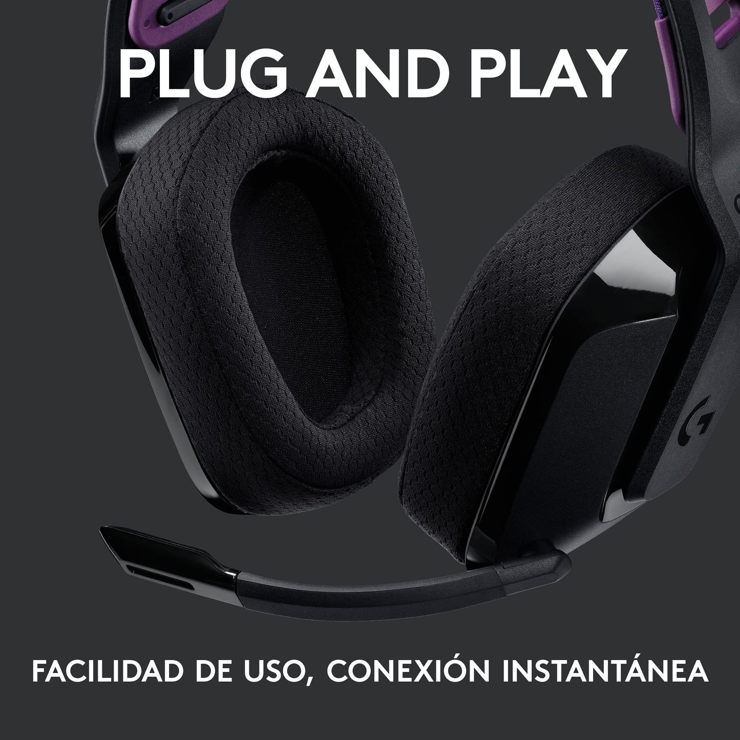 Logitech G535 Lightspeed Audífonos Inalámbricos para Gaming - Ligeros, Micrófono Volteable para silenciar, compatibles con PC, PS4, PS5, hasta 33 hrs de batería, Recargables USB - Negro