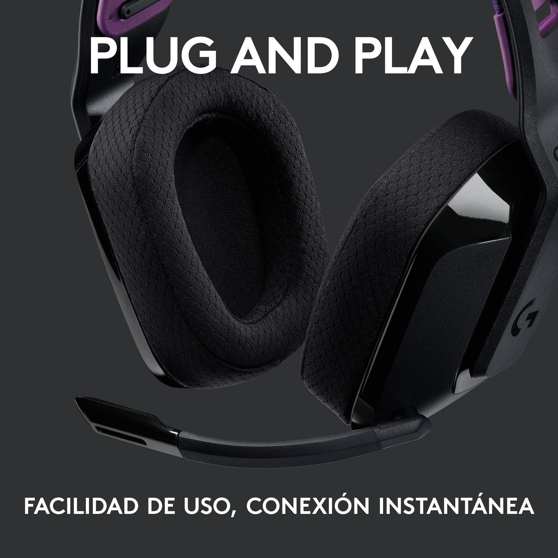 Logitech G535 Lightspeed Audífonos Inalámbricos para Gaming - Ligeros, Micrófono Volteable para silenciar, compatibles con PC, PS4, PS5, hasta 33 hrs de batería, Recargables USB - Negro
