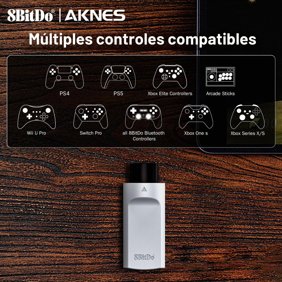 Adaptador Inalámbrico 8Bitdo Retro Receiver N64 con Vibración y Memoria