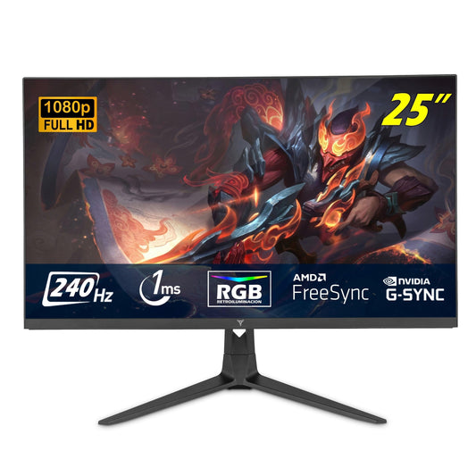 Monitor Gaming YEYIAN VA 25 Pulgadas Negro G-Sync Compatible Freesync Premium para Hombre y Mujer