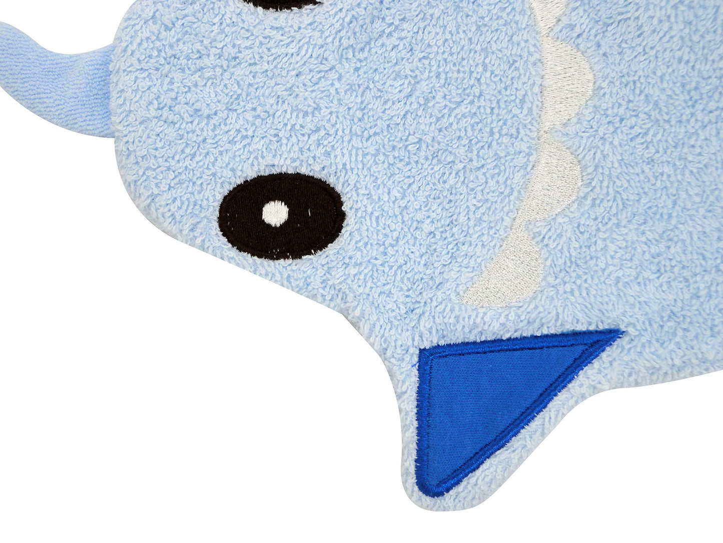 JN & LULU Baby Organics - Manopla de baño para niños pequeños, algodón y esponja de baño suave (oveja) (tiburón)