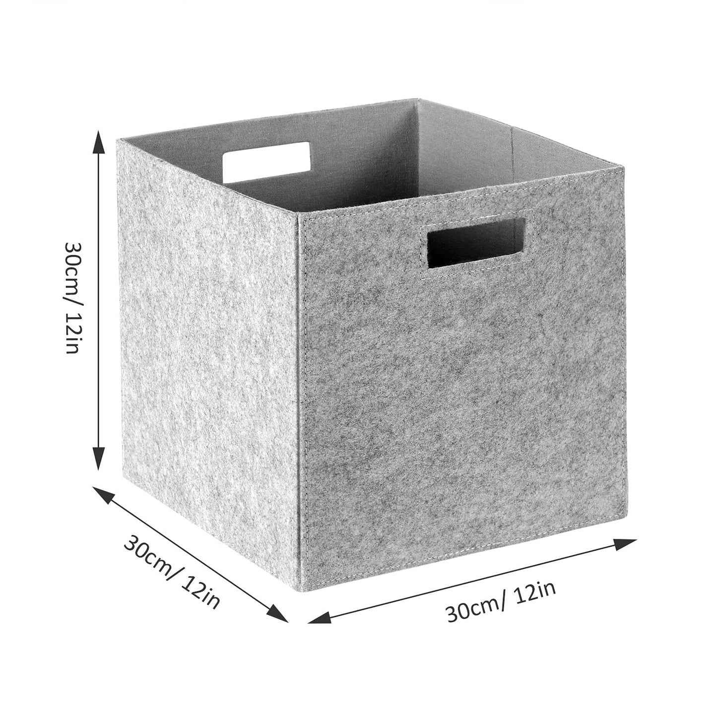 childishness ndup Felt Storage Cubes 12" x 12", 3 Packs, Collapsible Storage Bins with Dual Handles, Organizer Baskets for Home Bedroom, Nursery Closet Organizers (Light Grey)