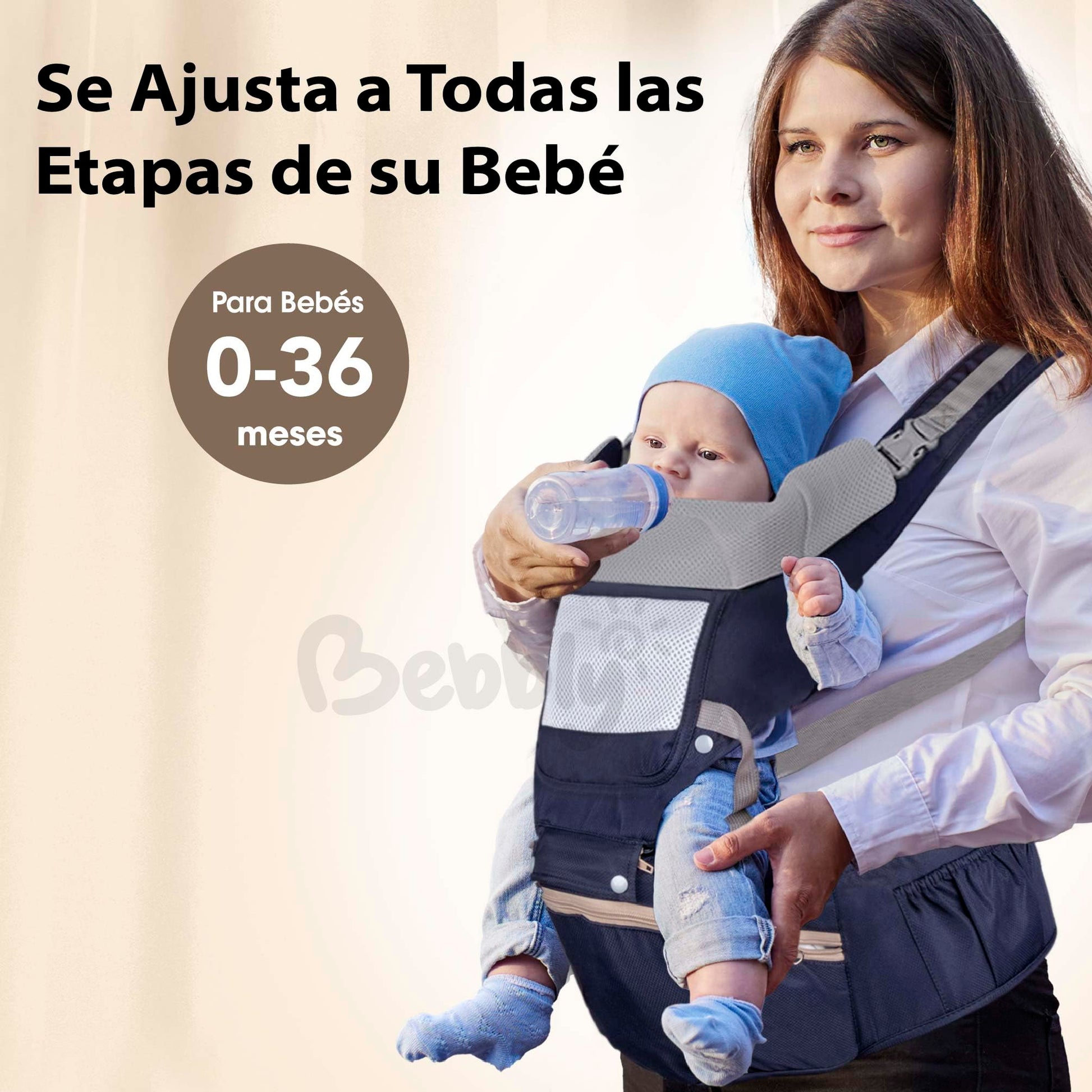 Magma Life Cangurera Ergonómica para Bebés: Portabebpe Ideal para 12 a 36 meses, Soporta 20kg, con Convenientes Bolsas de Almacenaje