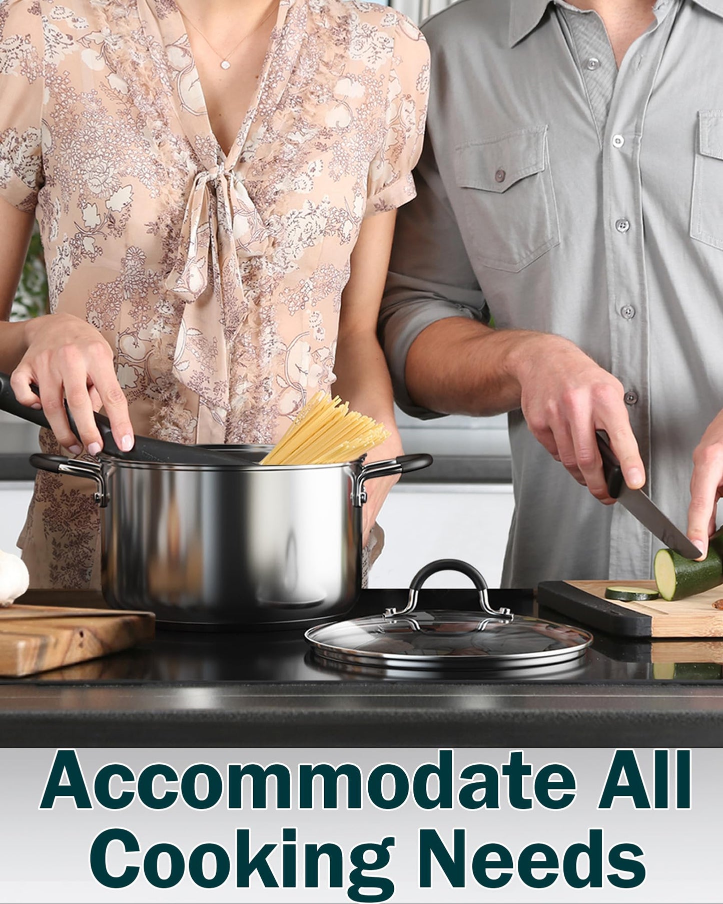 Juego de Utensilios de Cocina Cook N Home Plateado con Asas que se Mantienen Frescas