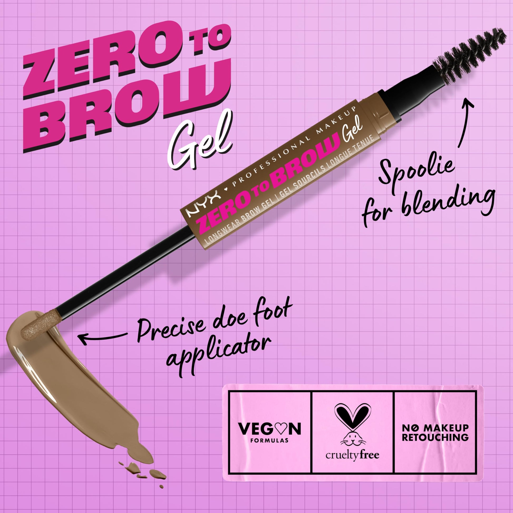 NYX Professional Makeup, Zero To Brow, Gel de Cejas con Color, Tono Taupe