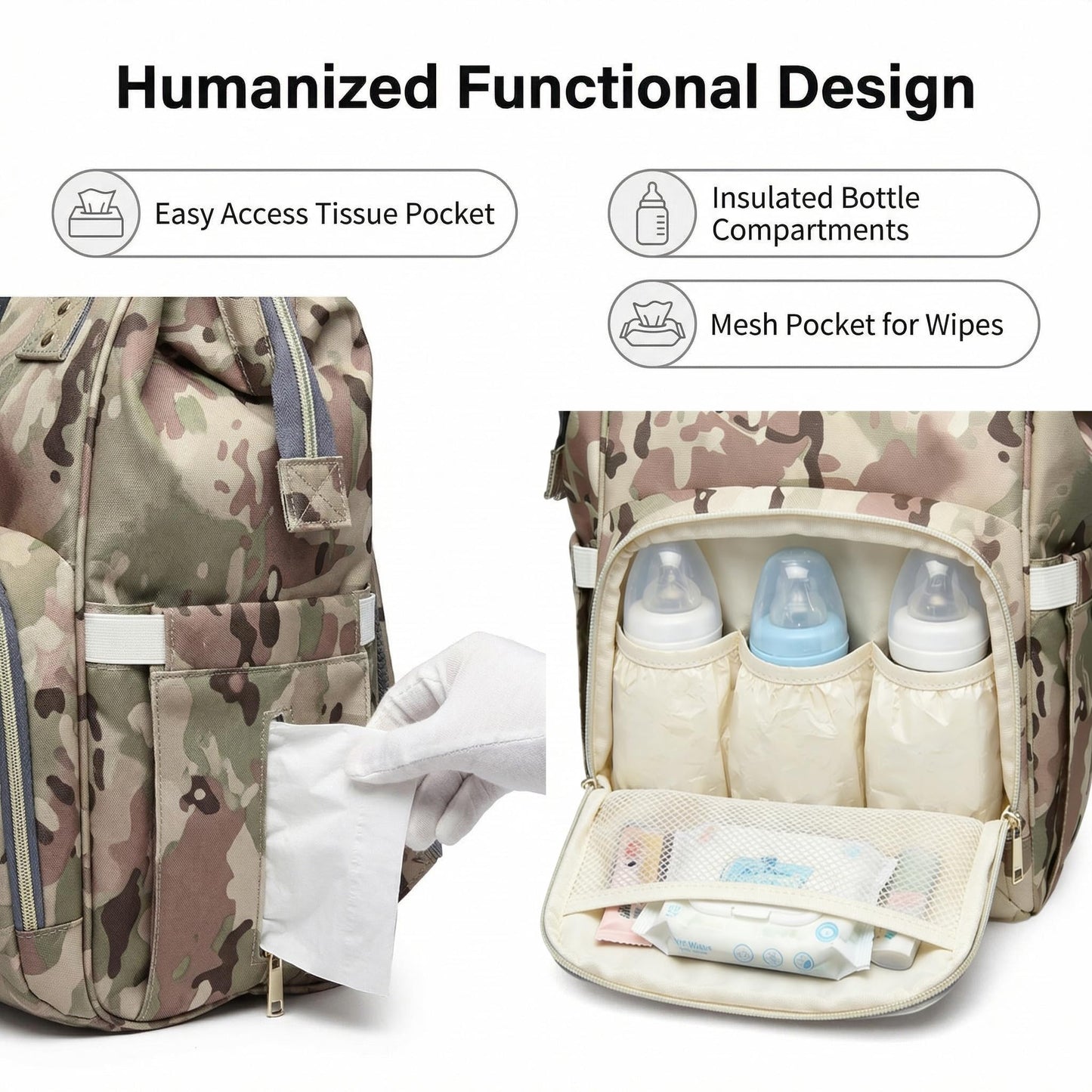 QIXINGHU Bolsa de Pañaleras Multifunción para el Cuidado del Bebé, Bolsas de Pañales Amplias y Abiertas de Gran Capacidad, Mochila de Viaje, Impermeable, Ligera, Tamaño (LWH): 10.26.715.7 cm