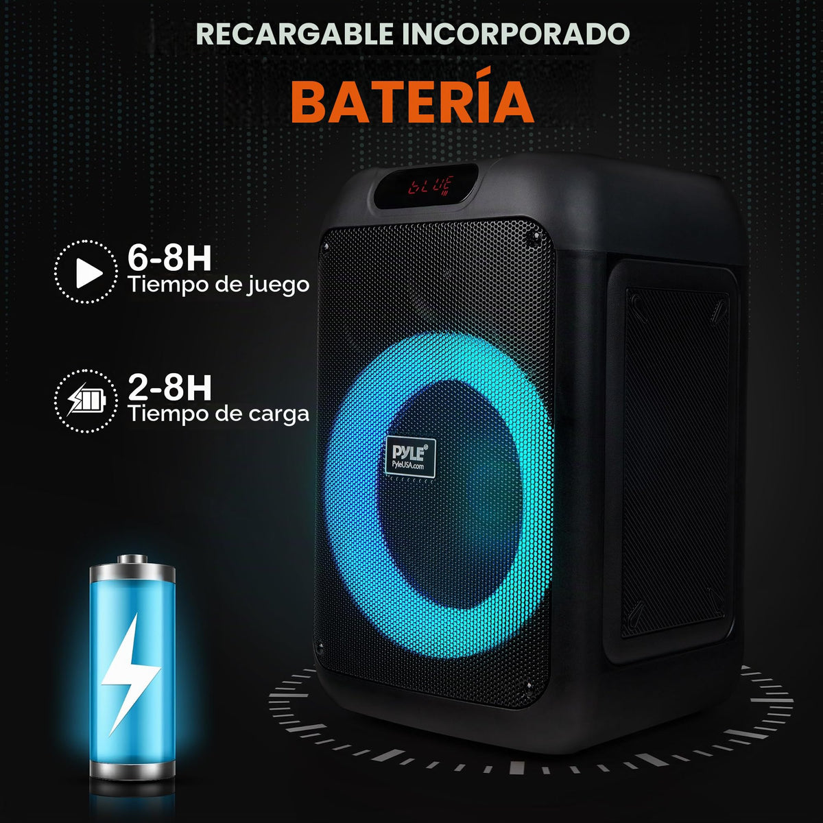 Bocina Bluetooth Pyle Verde Inalámbrico con Graves Potentes y Luces LED para Fiestas